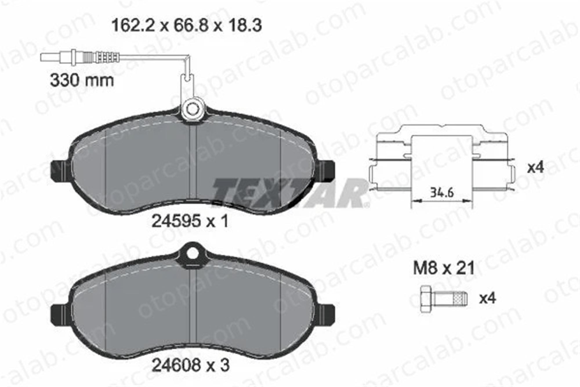TEXTAR 2459501 Fren Disk Balata Ön PEUGEOT EXPERT TEPEE CITROËN JUMPY 2459501 1611839880