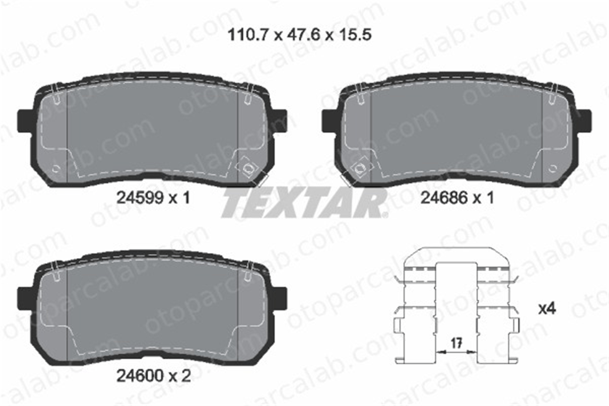 TEXTAR 2459901 Fren Disk Balata Arka KIA SORENTO III CARNIVAL / GRAND CARNIVAL III 583023JA00 583023JA51