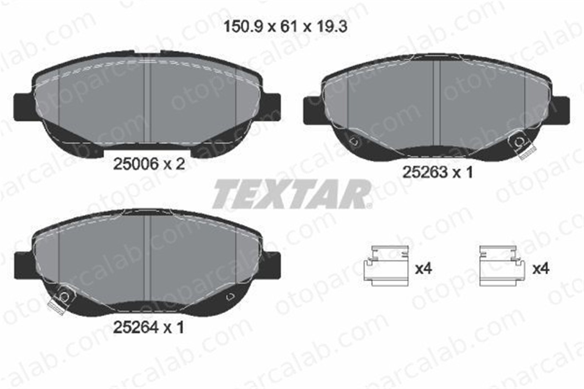 TEXTAR 2500601 Fren Disk Balata Ön TOYOTA AVENSIS Sedan AVENSIS Station wagon 2500601 446505260