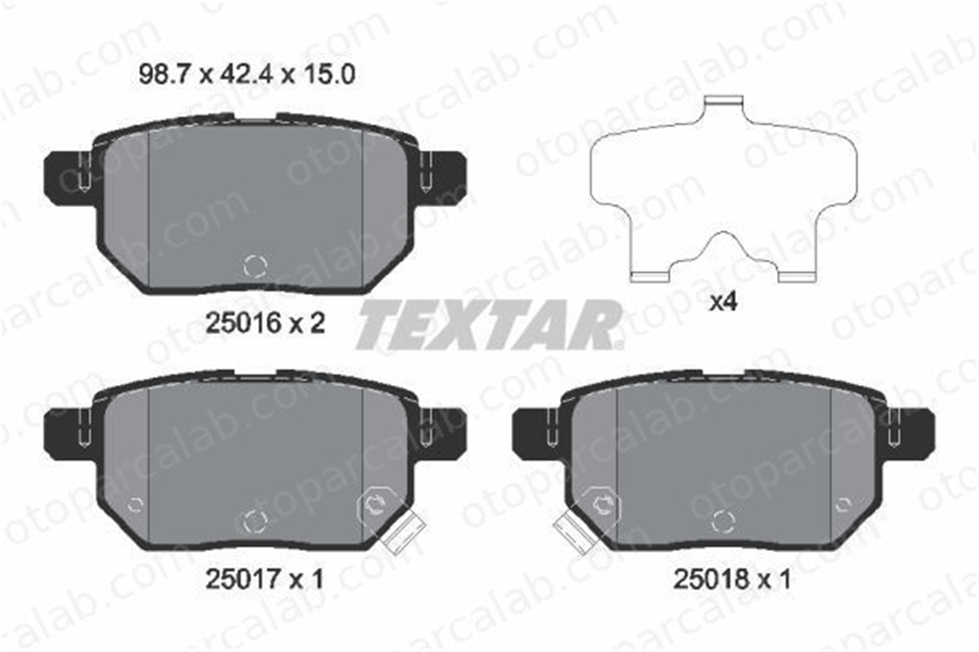 TEXTAR 2501601 Fren Disk Balata Arka TOYOTA COROLLA Sedan AURIS 2501601 3502340G08