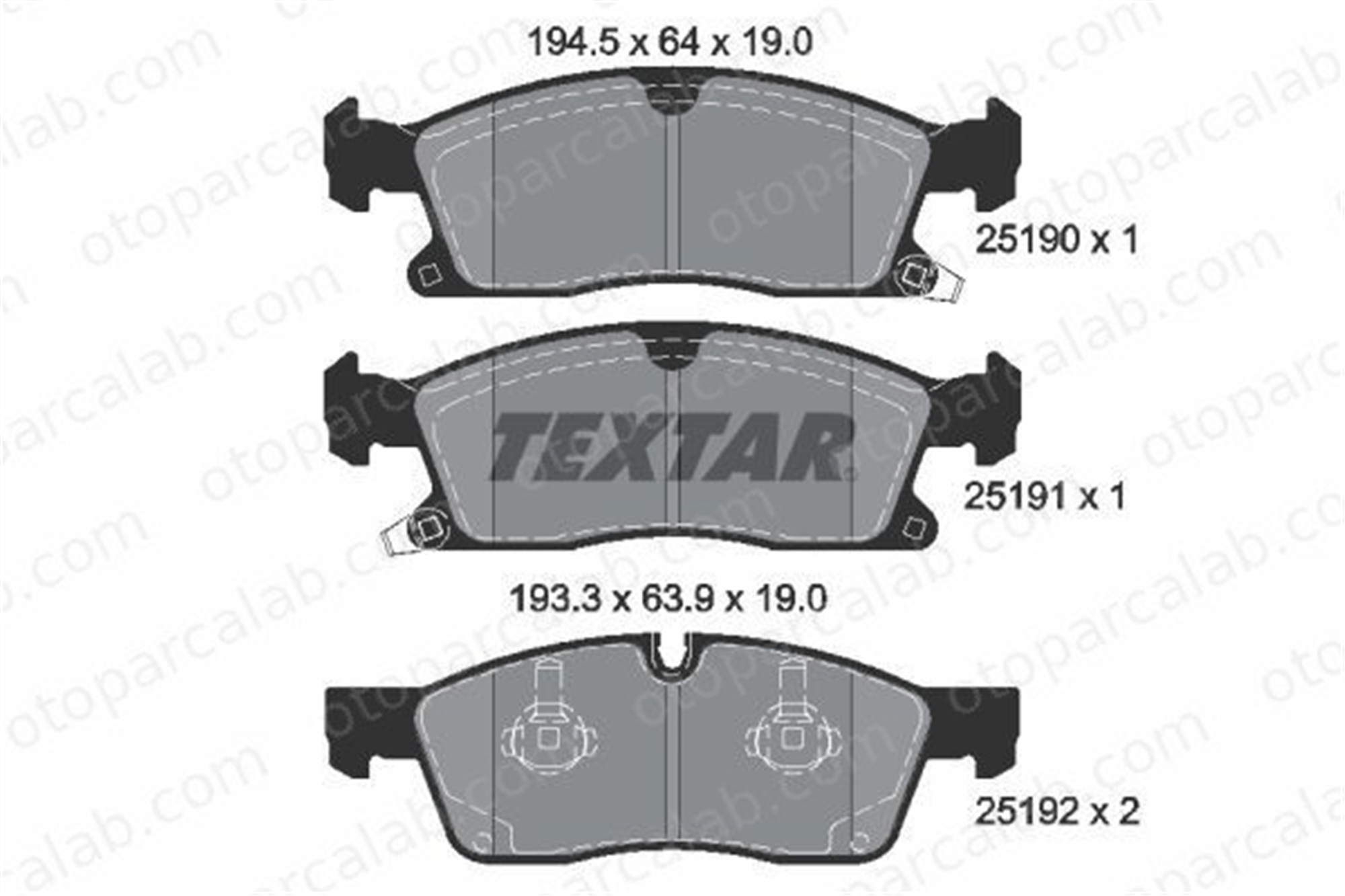 TEXTAR 2519002 Fren Disk Balata Ön JEEP GRAND CHEROKEE IV DODGE DURANGO 68052369AA 2AMV3369AA