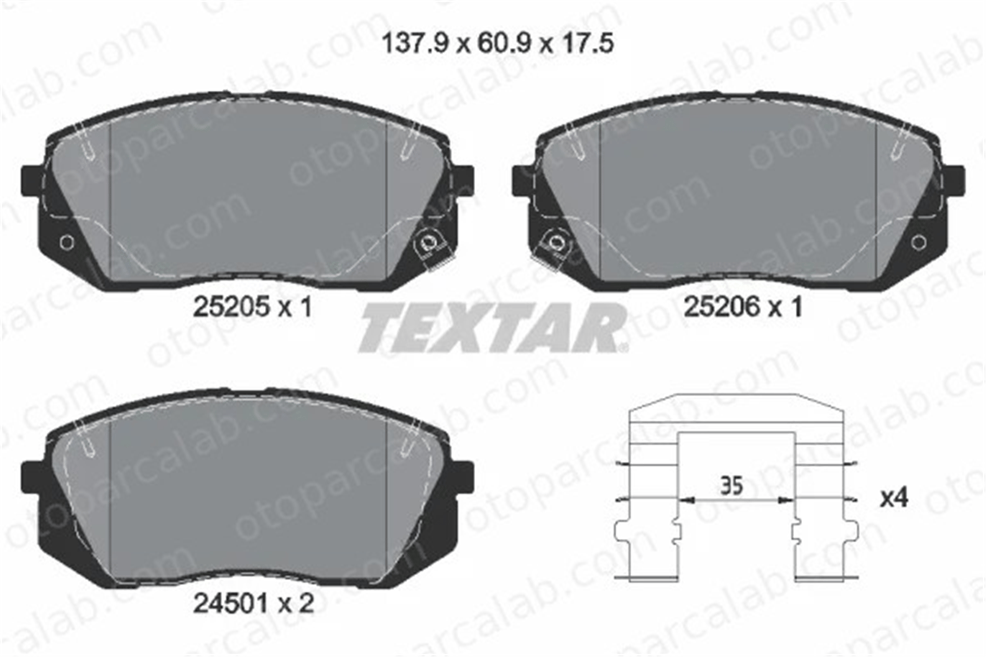 TEXTAR 2520501 Fren Disk Balata Ön HYUNDAI TUCSON KIA SPORTAGE IV 581013ZA76 581012SA70