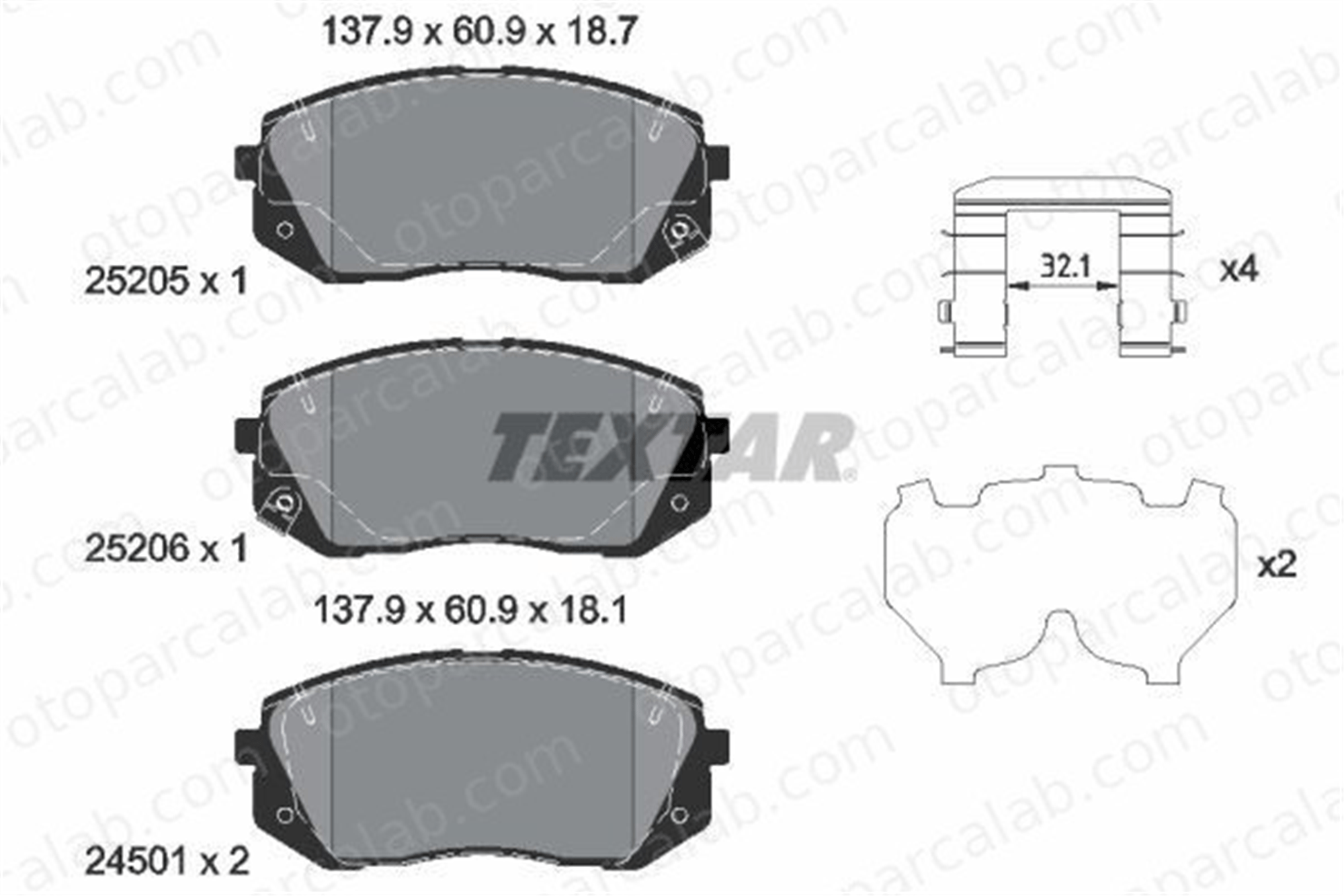 TEXTAR 2520504 Fren Disk Balata Ön KIA SPORTAGE IV HYUNDAI TUCSON 58101C1A10 58101BFA10