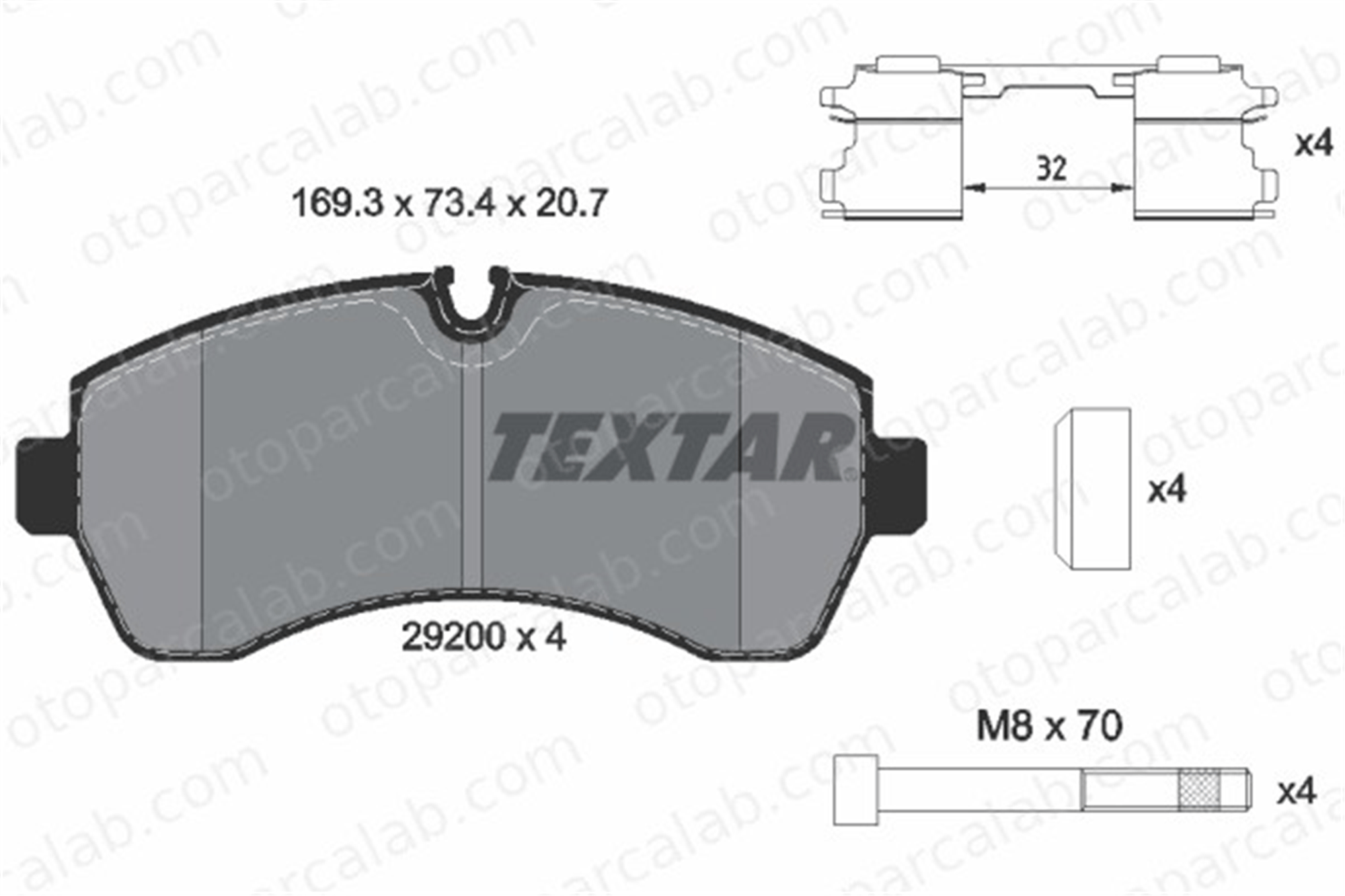 TEXTAR 2920002 Fren Disk Balata Ön MERCEDES-BENZ SPRINTER 3,5-t Panelvan/Van SPRINTER 3,5-t Platform şasi A0044208220 44206820
