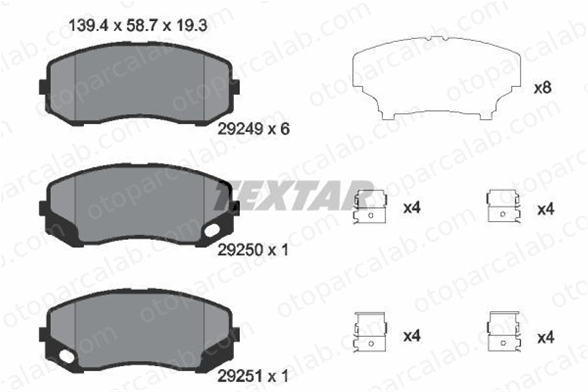 TEXTAR 2924901 Fren Disk Balata Ön TALBOT SIMCA 1301 Tourisme 2924901 MK529908