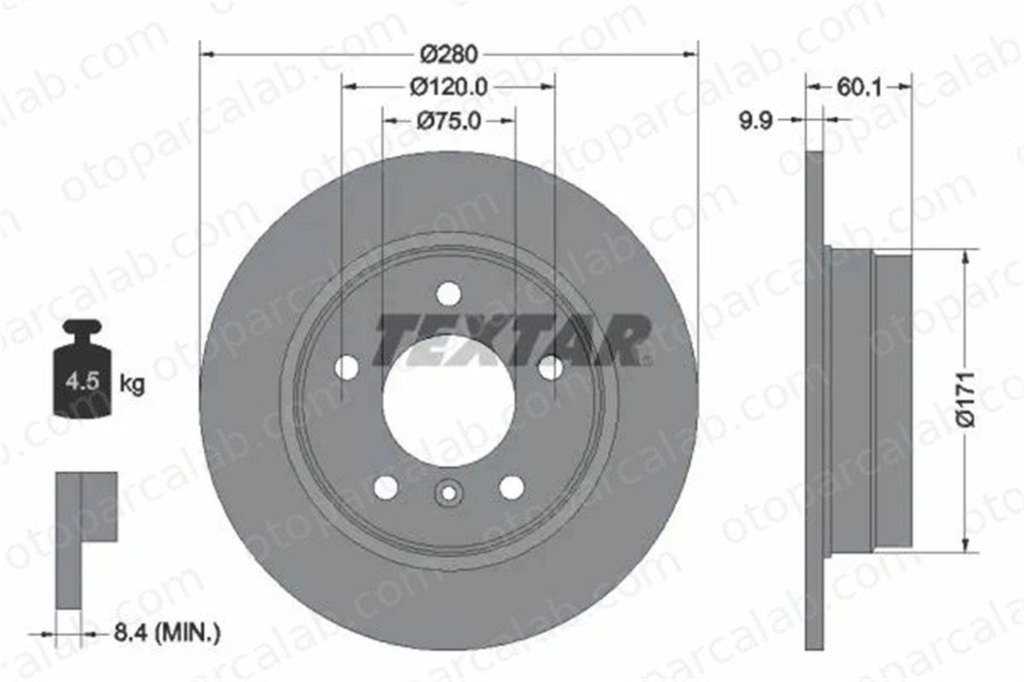 TEXTAR 92055703 Fren Disk Ayna Arka Sağ ve Sol BMW 3 3 Coupe 34216864051 1158936