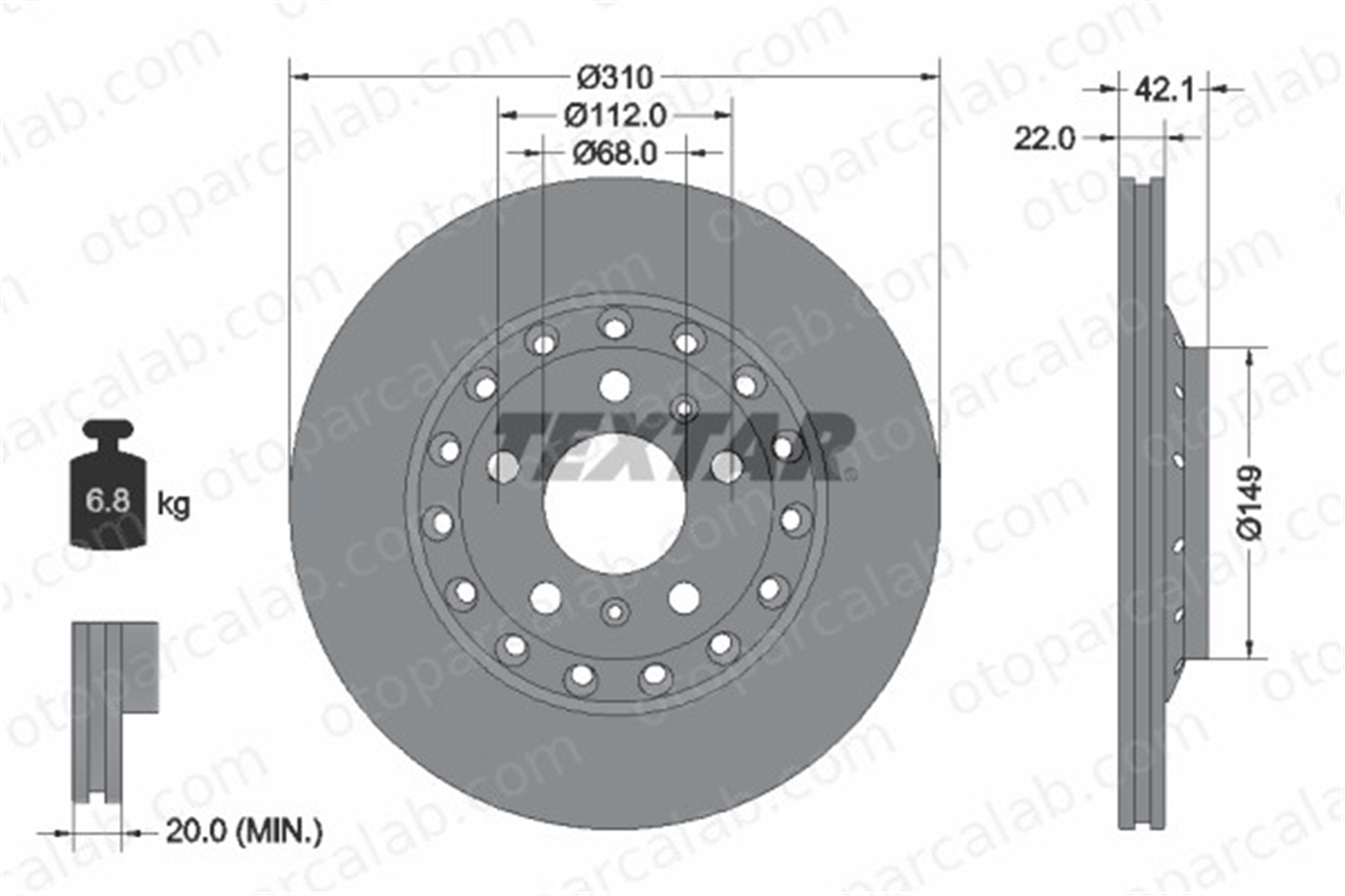 TEXTAR 92152303 Fren Disk Ayna Arka Sağ ve Sol AUDI A8 D3 VW PHAETON 4E0615601K 3D0615601D