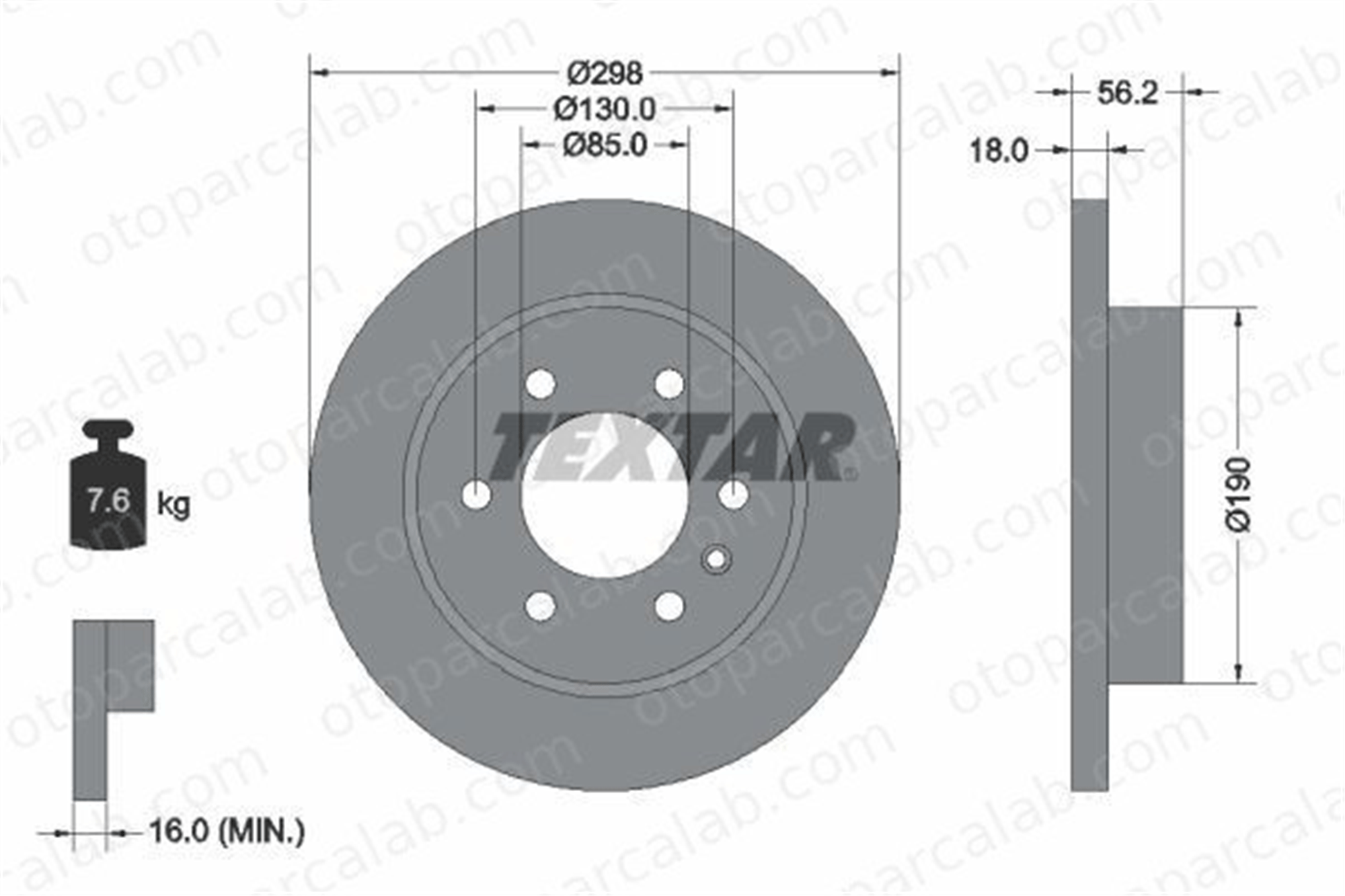 TEXTAR 92301003 Fren Disk Ayna Arka Sağ ve Sol MERCEDES-BENZ SPRINTER 3,5-t Panelvan/Van SPRINTER 3,5-t Platform şasi A9104232100 9104232100