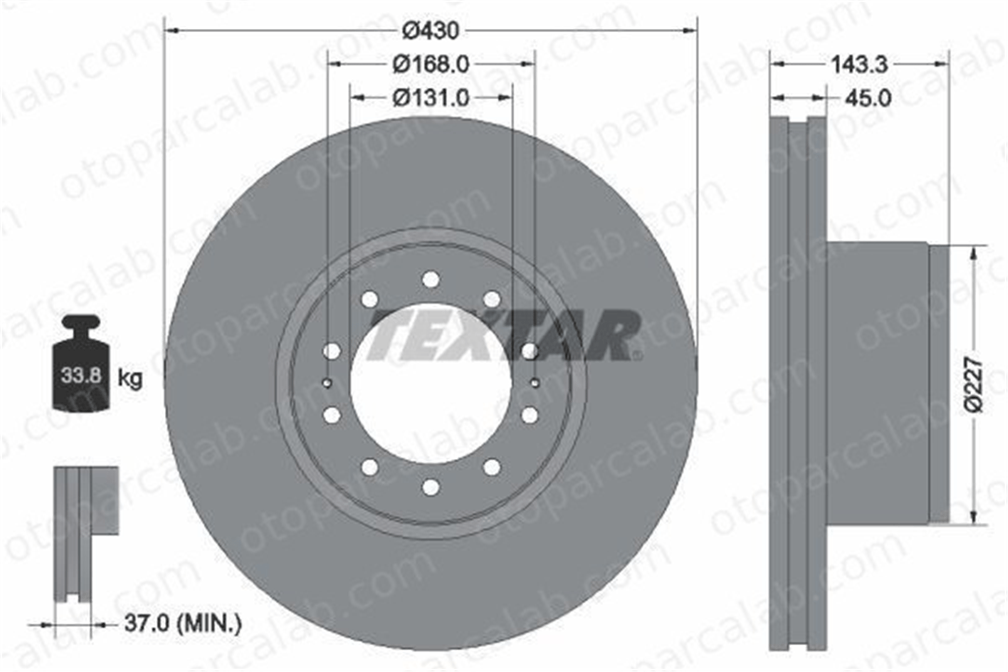 TEXTAR 93186700 Fren Disk Ayna Ön Sağ ve Sol MERCEDES-BENZ ACTROS MP2 / MP3 ANTOS 9434210312 9434210412