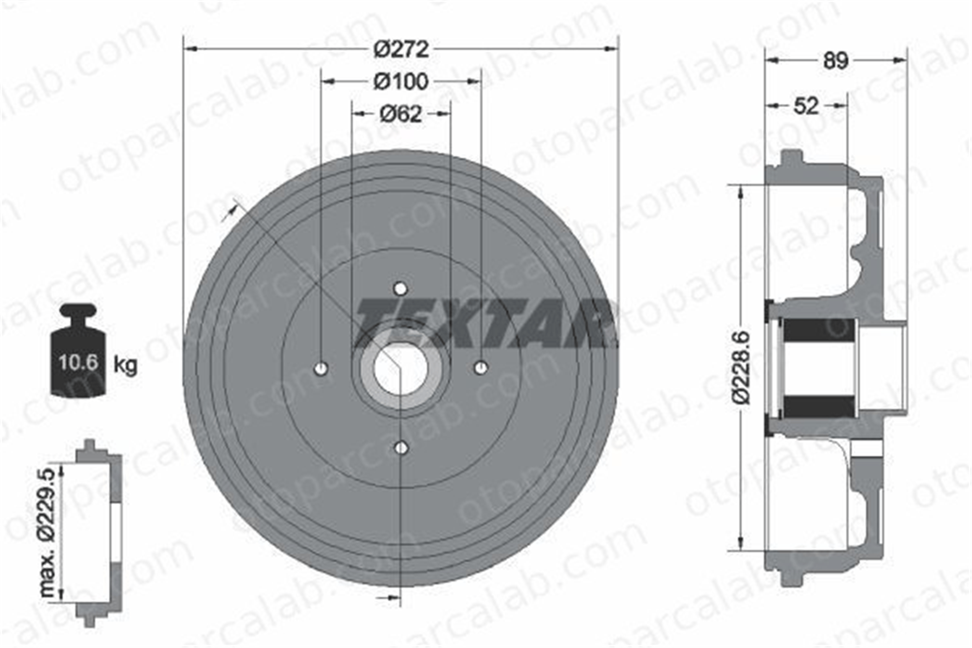 TEXTAR 94038900 Kampana Arka Sağ veya Sol DACIA LODGY RENAULT KANGOO / GRAND KANGOO II 8980303850 432001324R