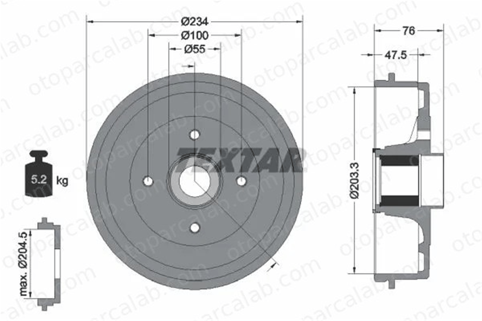 TEXTAR 94045800 Kampana Arka Sağ veya Sol DACIA SANDERO LOGAN II 96470999 432000978R