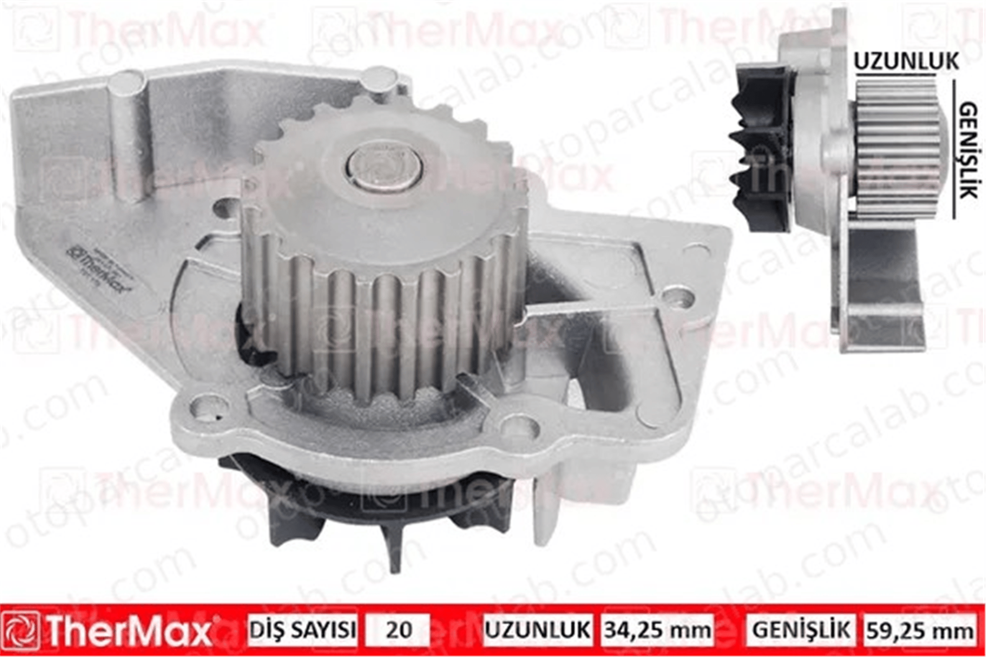 THERMAX T01.179 Devirdaim Su Pompası CITROËN C8 FIAT ULYSSE 1201C4 9569147388