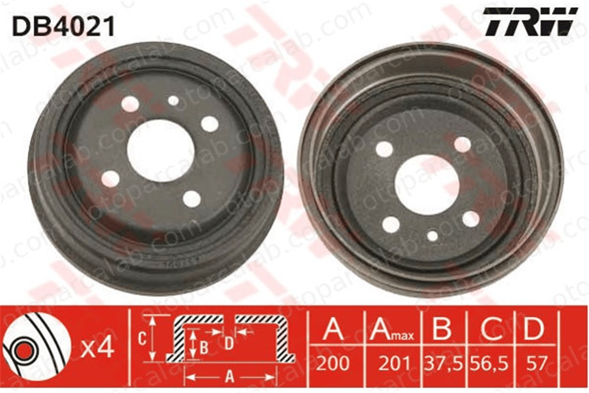 TRW DB4021 Kampana Arka Sağ veya Sol OPEL KADETT E Hatchback KADETT E BED568058 90086194