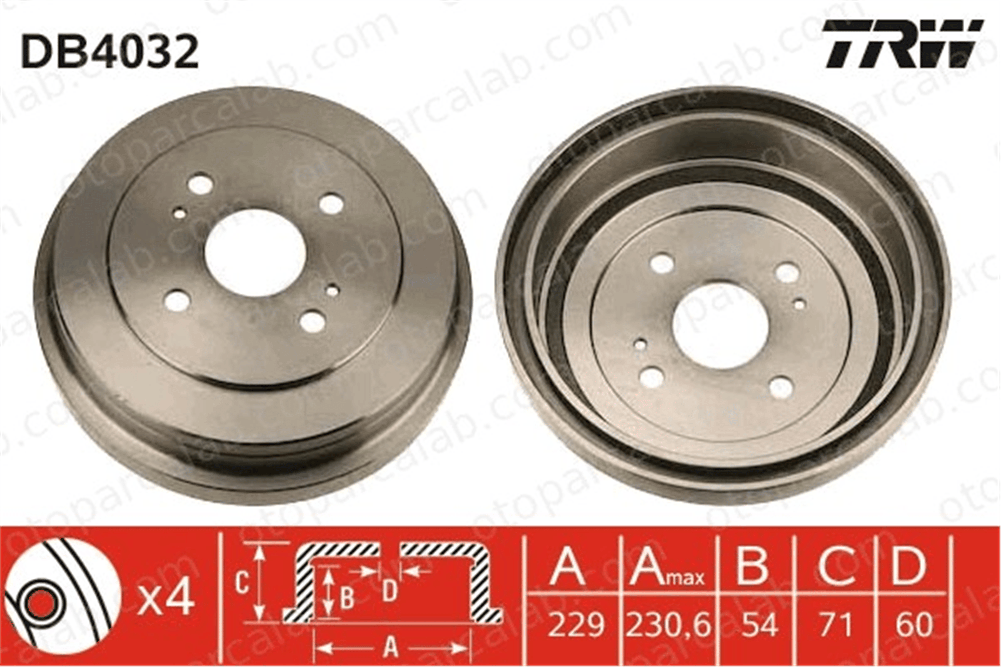 TRW DB4032 Kampana Arka Sağ veya Sol TOYOTA CELICA Coupe COROLLA Hatchback 4243112040 4243112040000