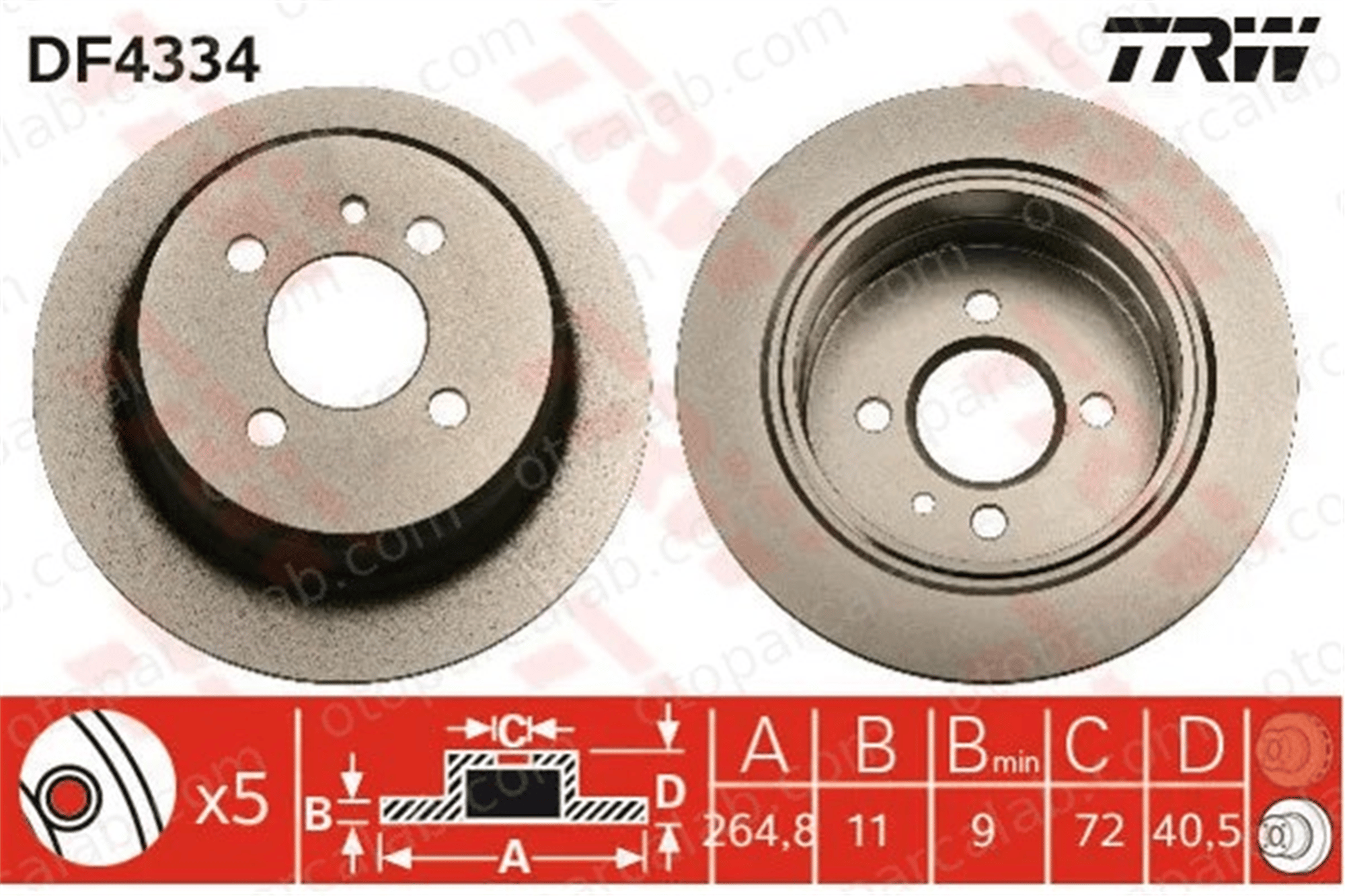 TRW DF4334 Fren Disk Ayna Arka Sağ ve Sol BMW 3 1155015 1163145