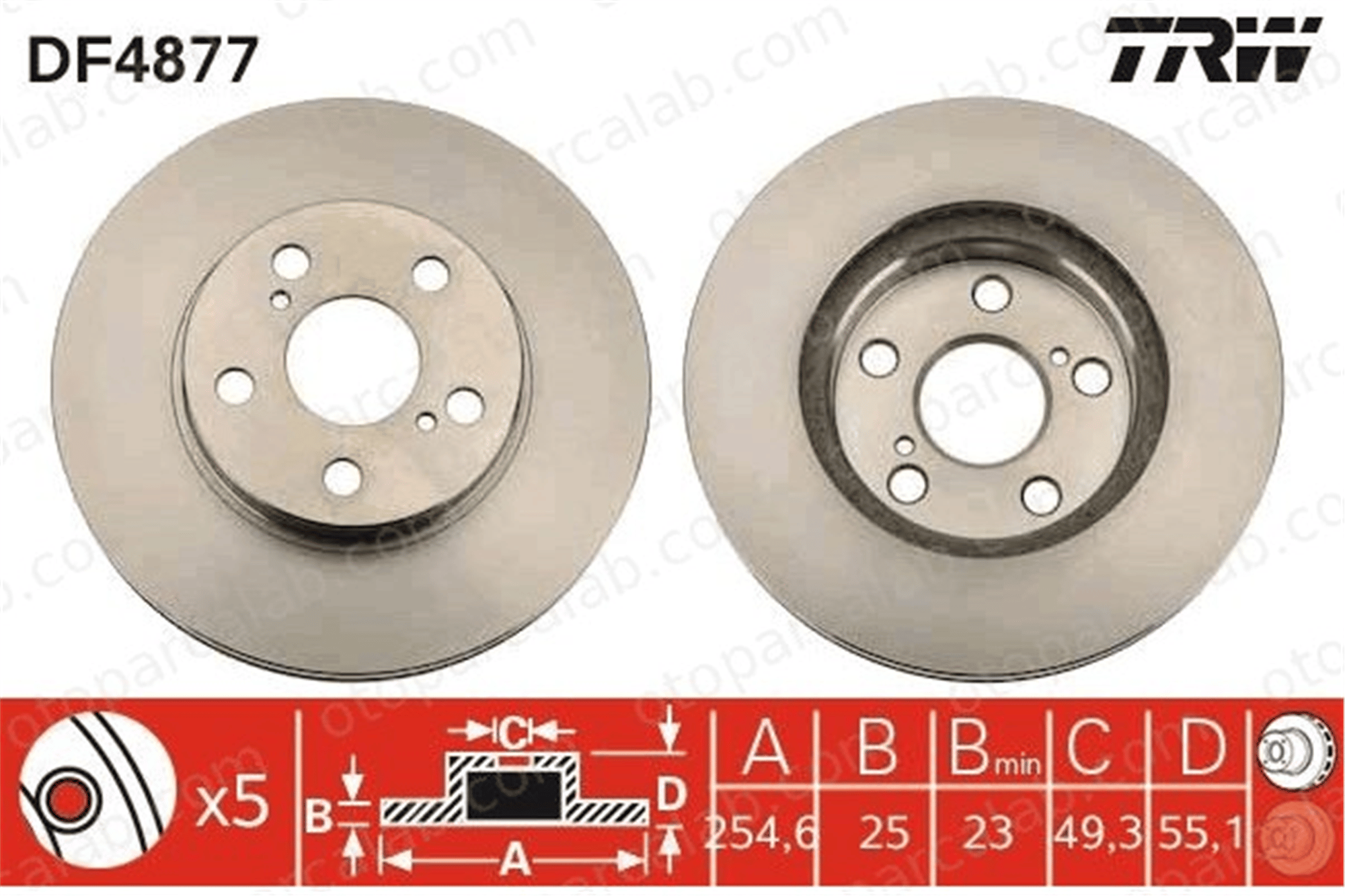 TRW DF4877 Fren Disk Ayna Ön Sağ ve Sol TOYOTA CARINA E VI Sedan CARINA E VI 4351247040 4351247050
