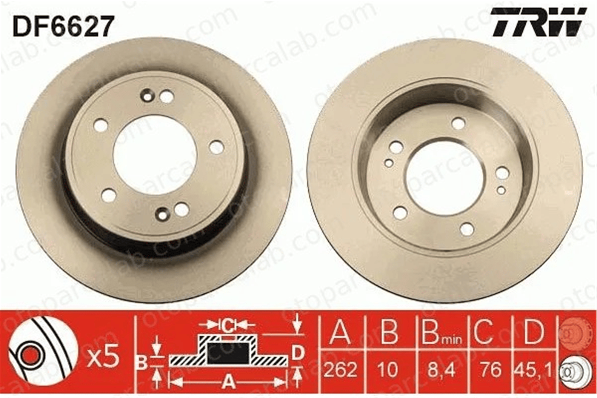 TRW DF6627 Fren Disk Ayna Arka Sağ ve Sol KIA CEE'D HYUNDAI i30 584113X300 58411A6300