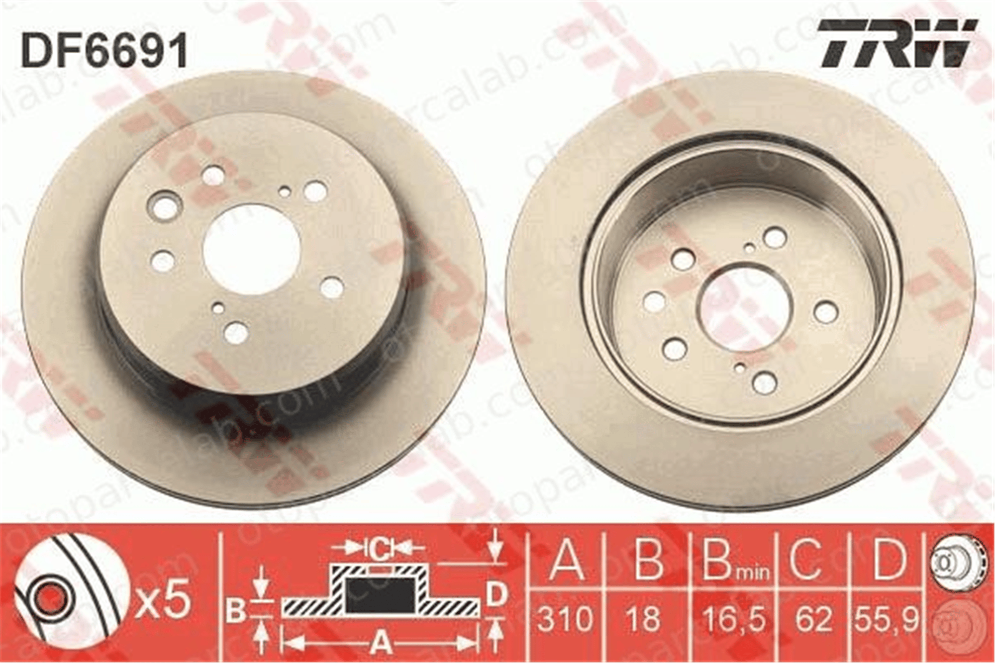 TRW DF6691 Fren Disk Ayna Arka Sağ ve Sol LEXUS GS RC 4243130310