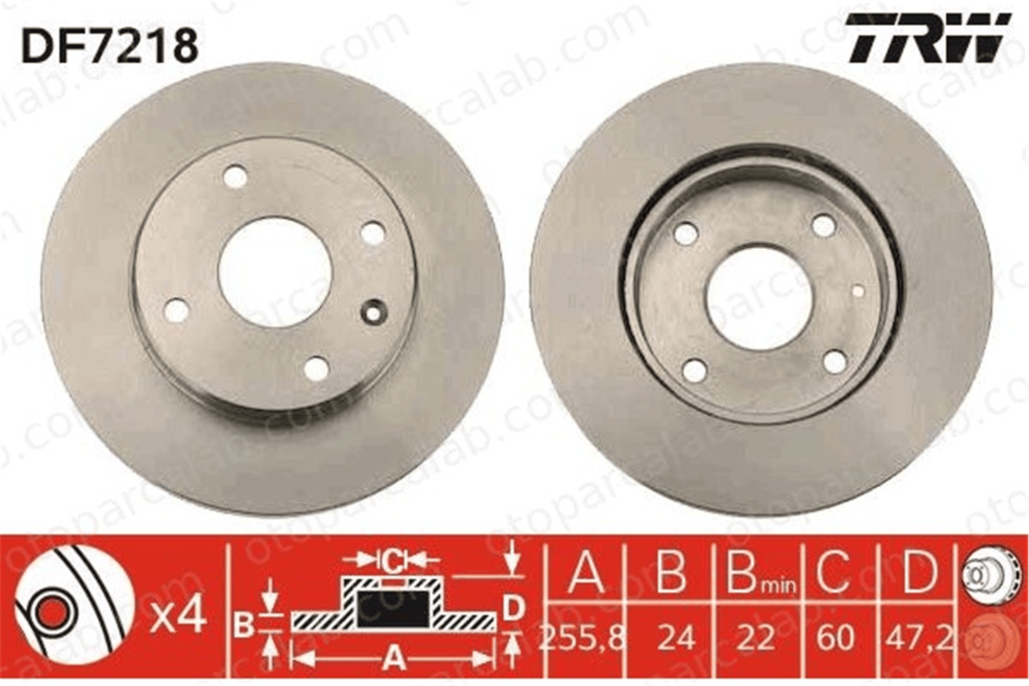 TRW DF7218 Fren Disk Ayna Ön Sağ ve Sol CHEVROLET LACETTI NUBIRA Sedan 96549782 9053332