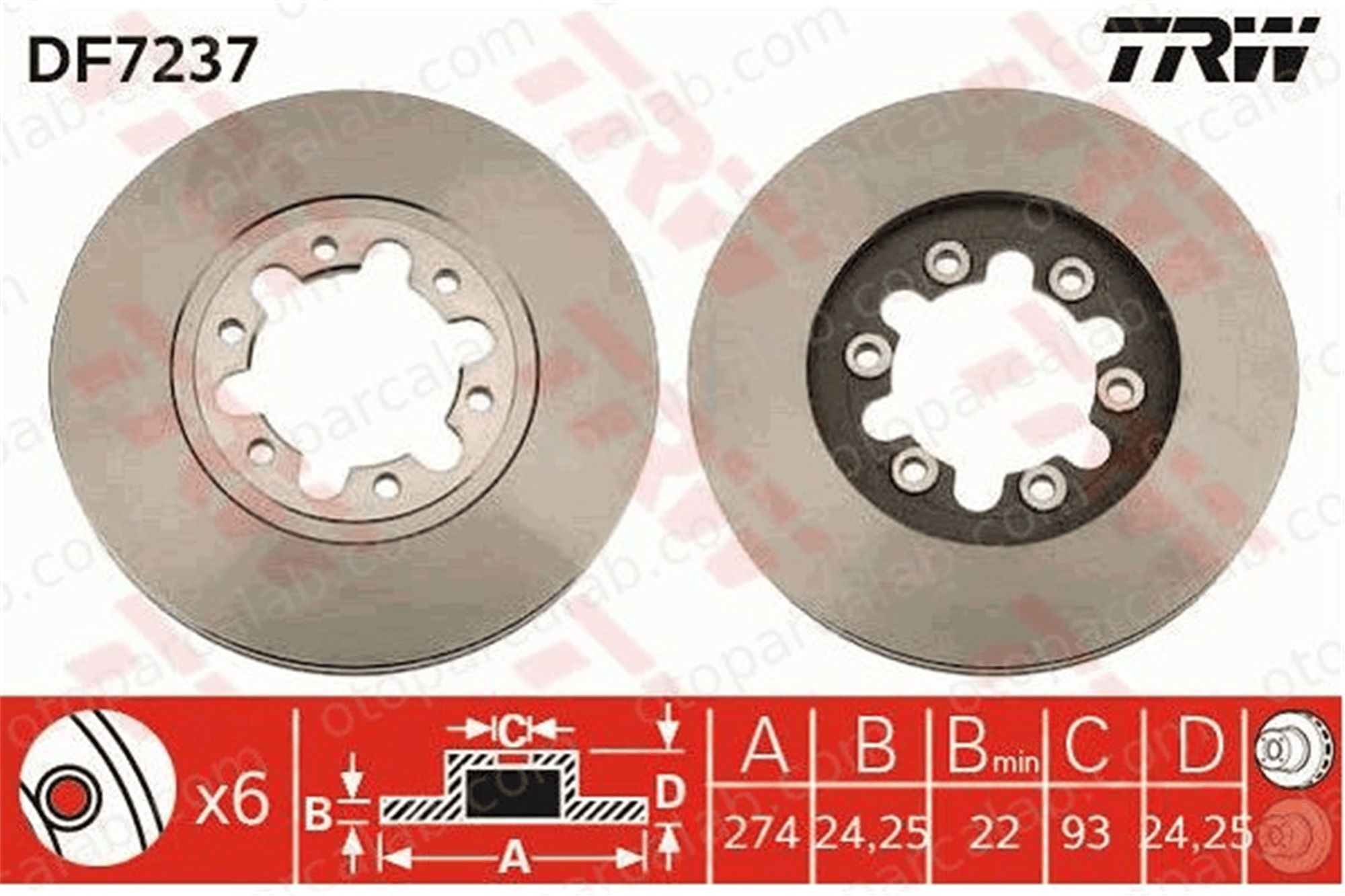 TRW DF7237 Fren Disk Ayna Ön Sağ ve Sol MAZDA B-SERIE FORD RANGER UH7433251 3902839