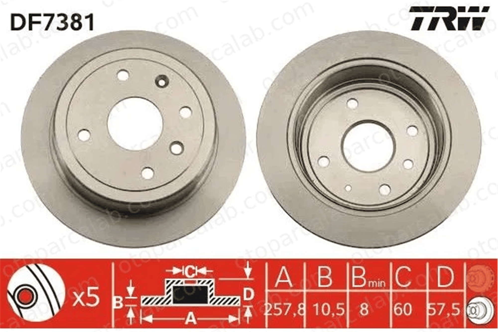 TRW DF7381 Fren Disk Ayna Arka Sağ ve Sol CHEVROLET LACETTI NUBIRA Sedan 96549630 24535045