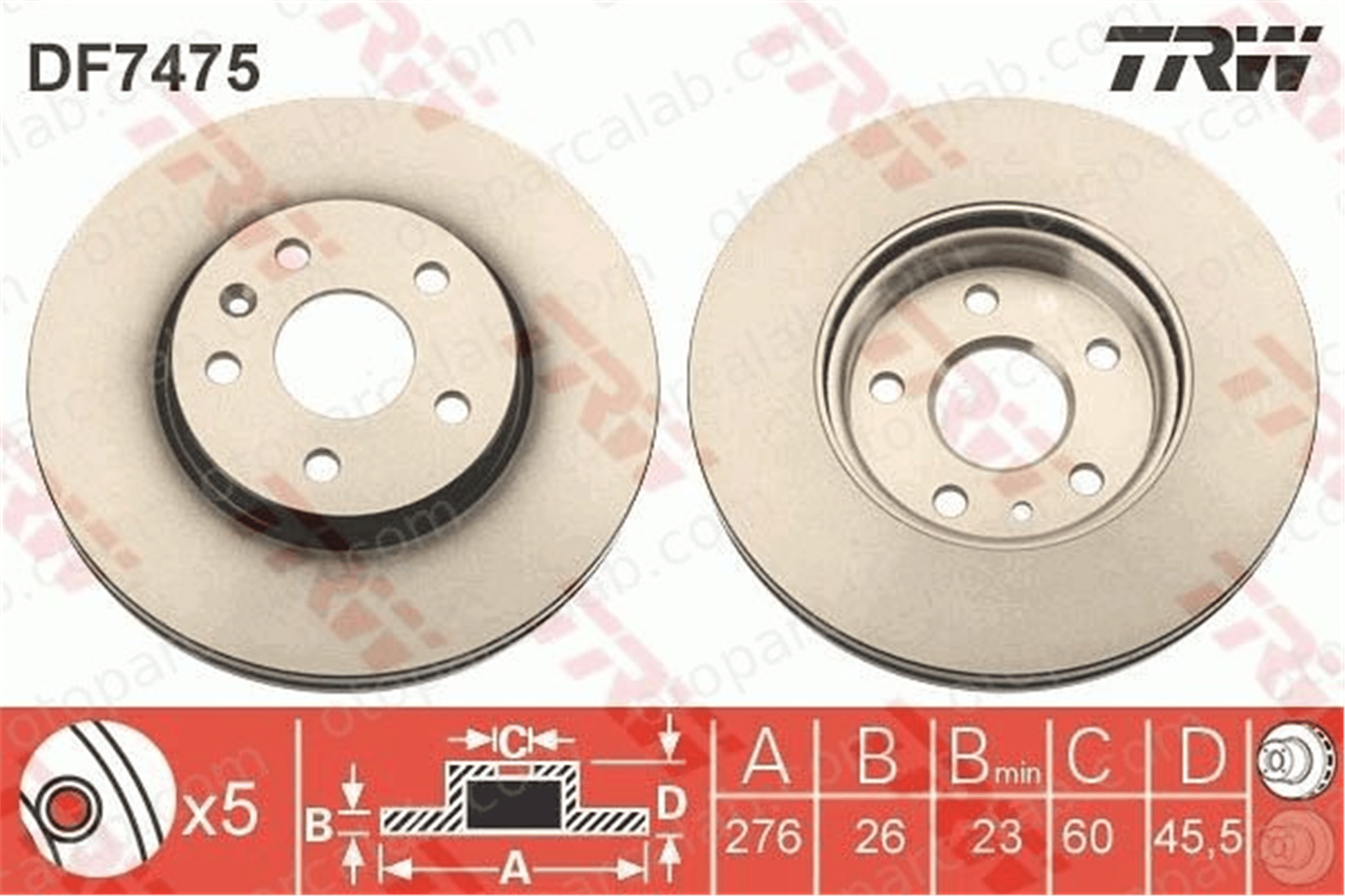 TRW DF7475 Fren Disk Ayna Ön Sağ ve Sol OPEL ASTRA J ASTRA J Sports Tourer 13502044 569073