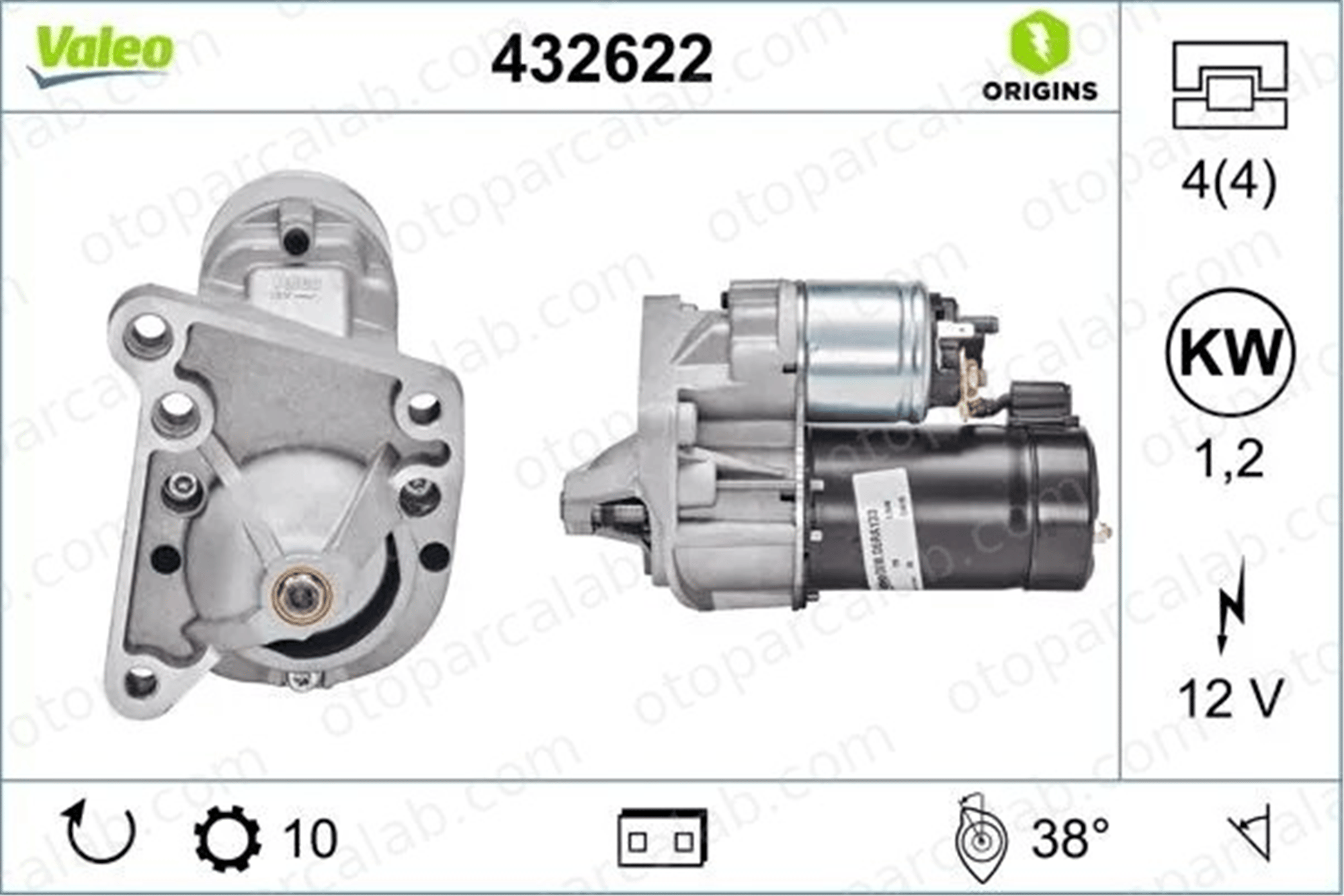 VALEO 432622 Marş Dinamosu RENAULT 19 II Chamade MEGANE I 310515 34557389