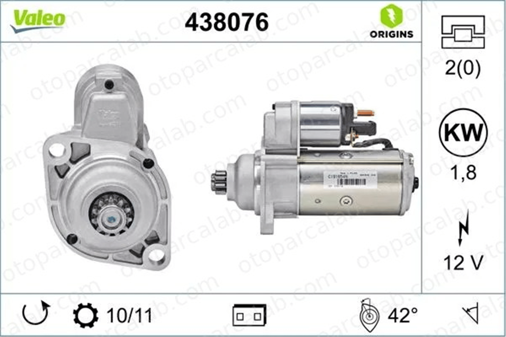 VALEO 438076 Marş Dinamosu SKODA OCTAVIA I Combi AUDI A3 2A911023B 02A911023B
