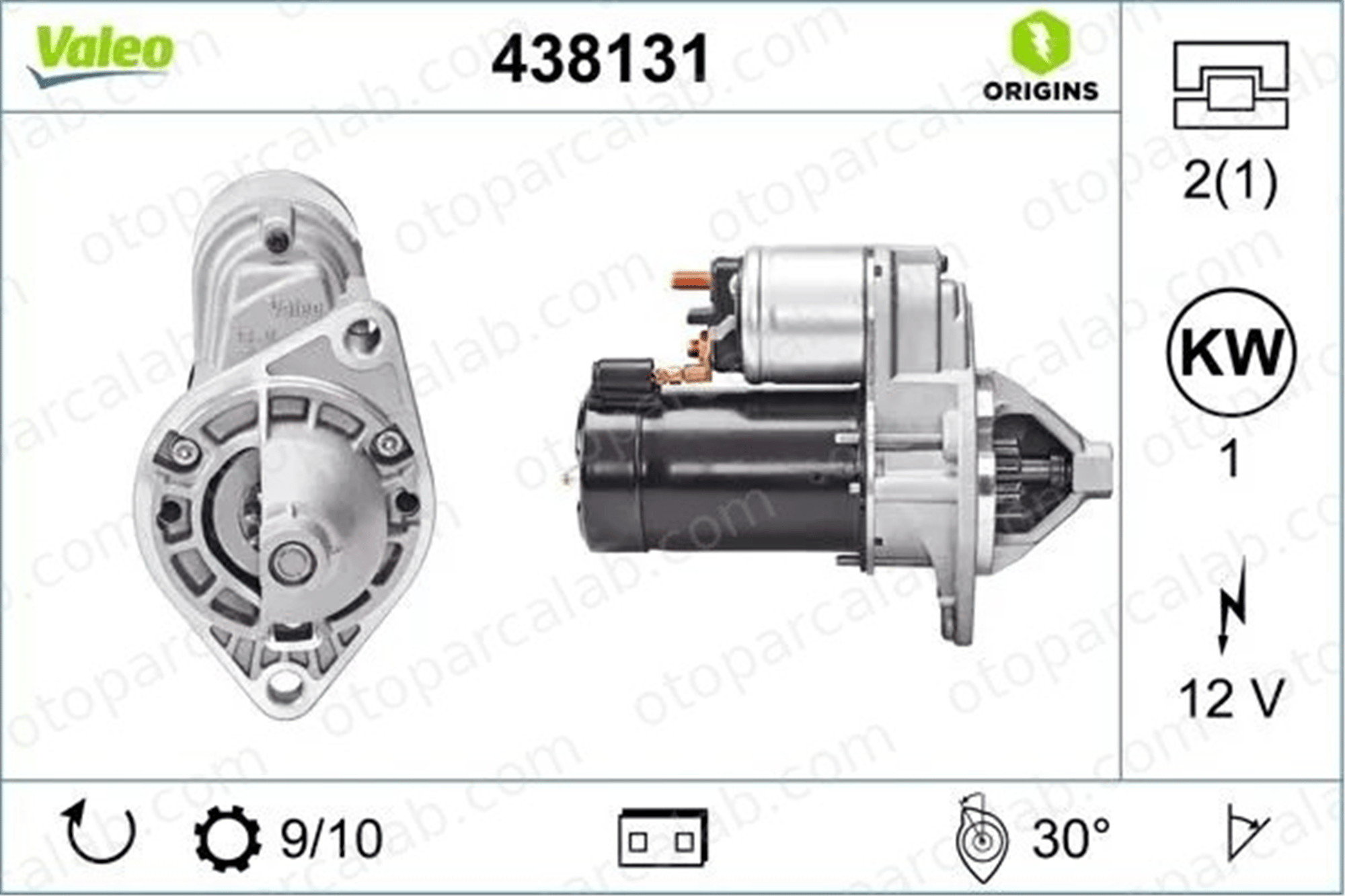 VALEO 438131 Marş Dinamosu OPEL ANTARA A ASTRA F 9119798 09119798