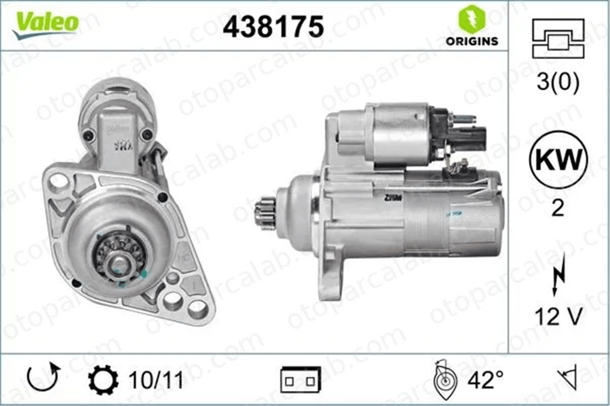 VALEO 438175 Marş Dinamosu VW MULTIVAN T5 TOURAN 2Z911023F 02Z911023F