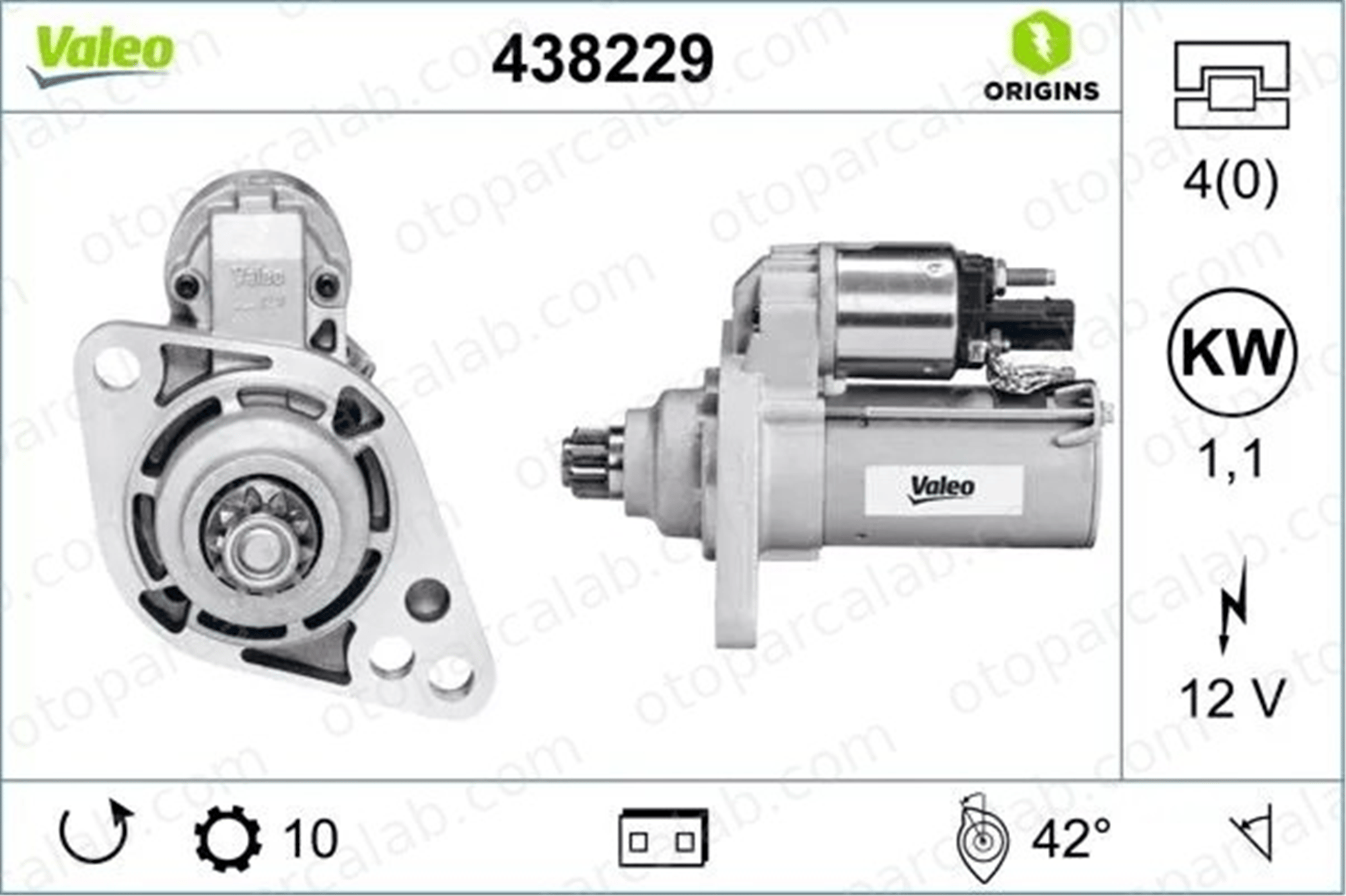 VALEO 438229 Marş Dinamosu VW CADDY III Kasa/büyük limuzin CADDY III MPV AH911023A 0AH911023A