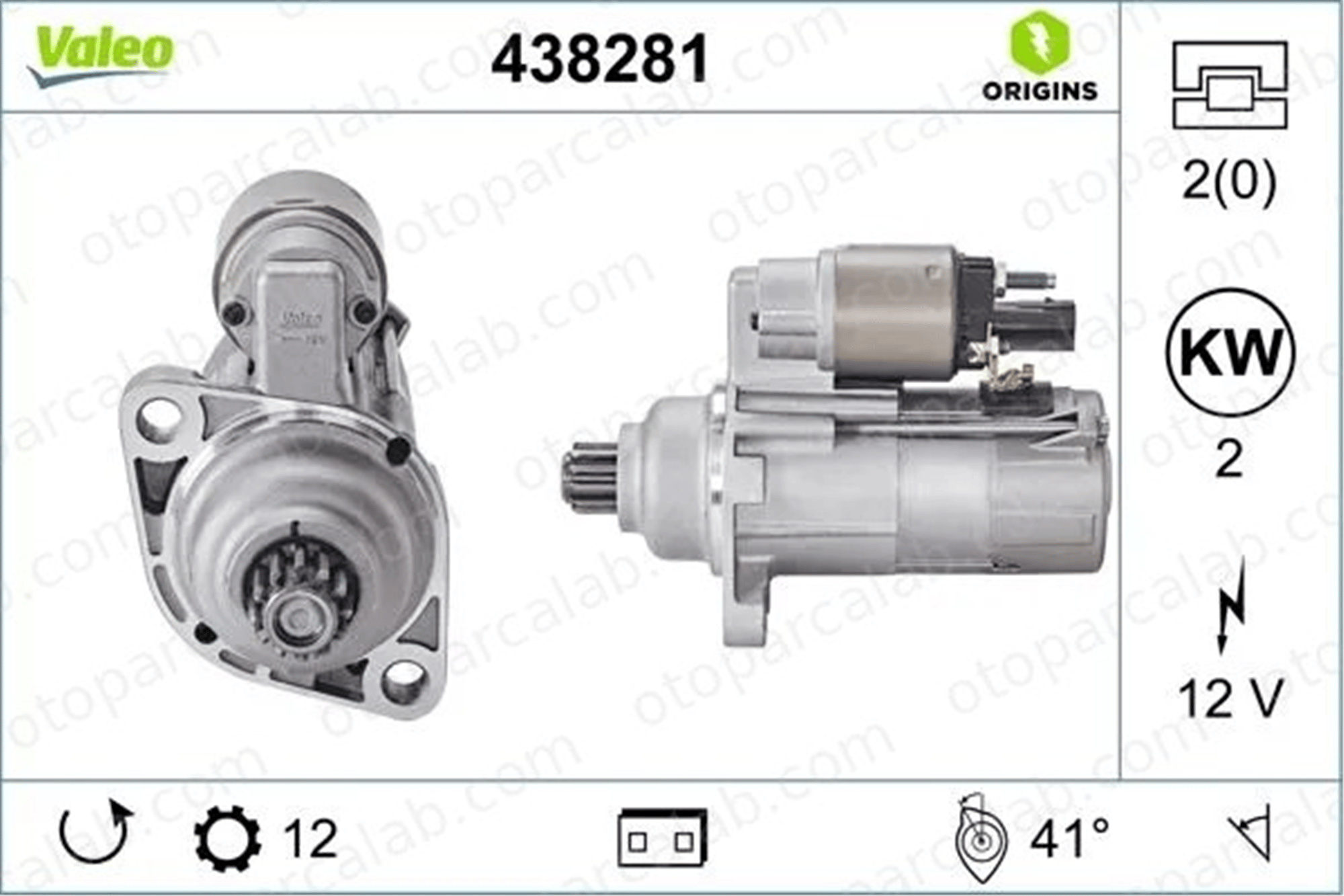 VALEO 438281 Marş Dinamosu SKODA OCTAVIA III Combi VW TRANSPORTER T6 / CARAVELLE T6 Minibüs/Otobüs 2M911024M 02M911024M