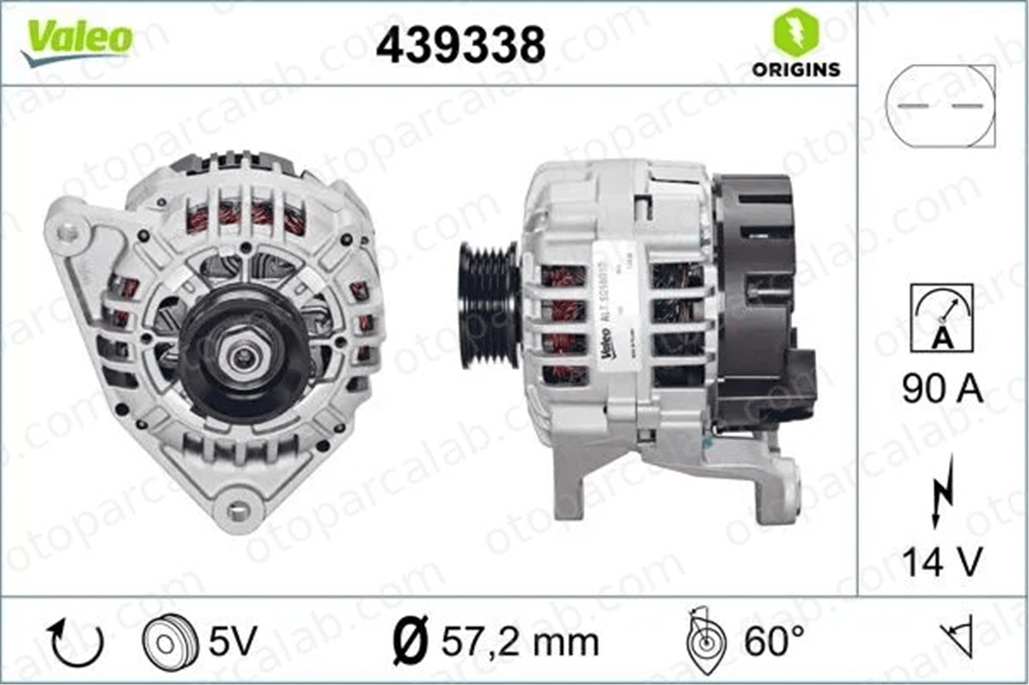 VALEO 439338 Alternatör VW PASSAT B5.5 PASSAT B5.5 Variant 38903018E 038903018E