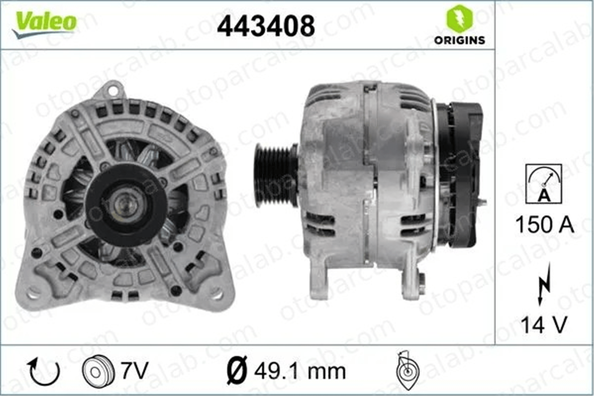 VALEO 443408 Alternatör RENAULT MEGANE II MEGANE II Station wagon 124525101 8200474219