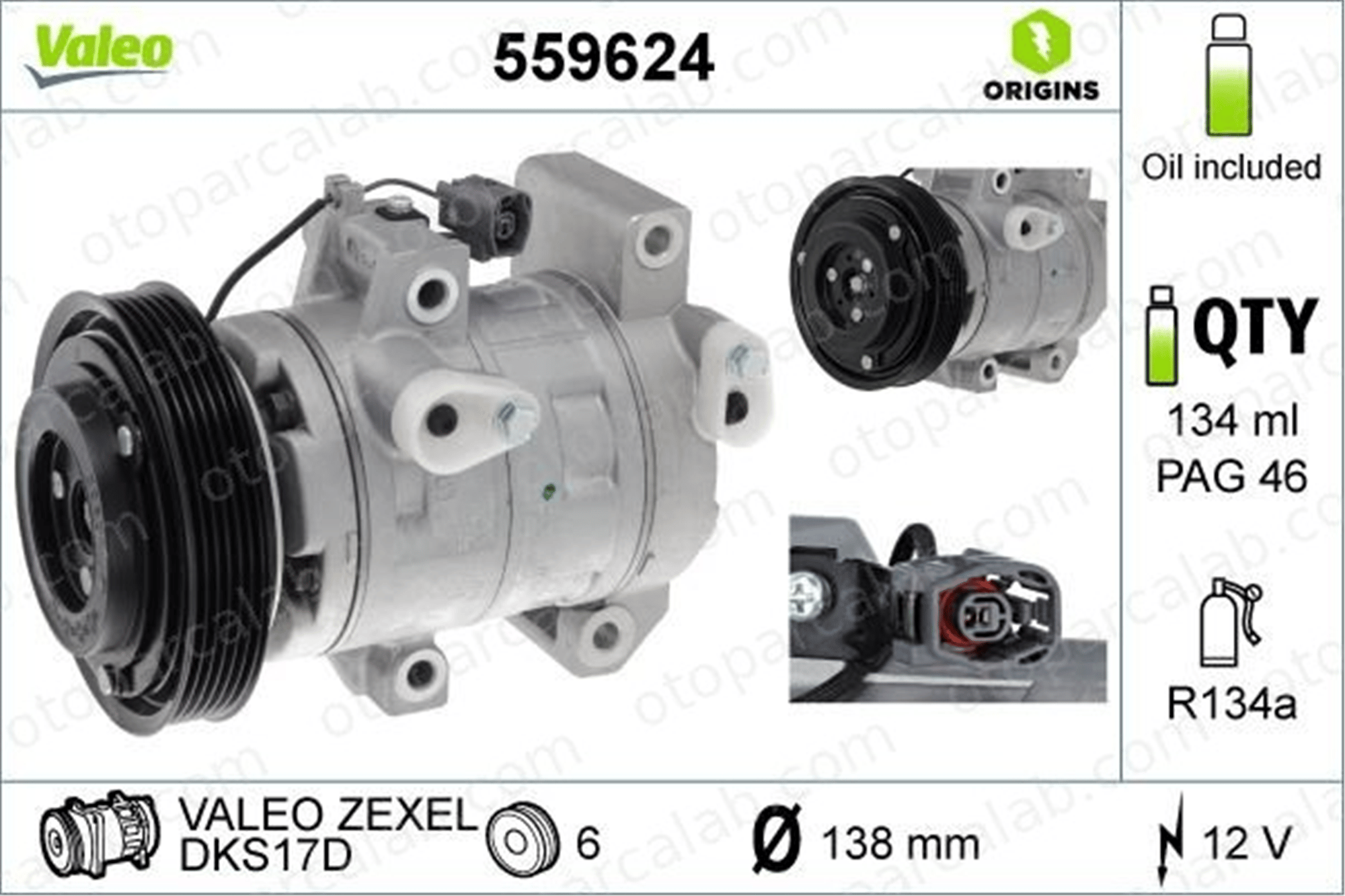 VALEO 559624 Klima Kompresörü MAZDA 6 Station Wagon 6 Hatchback GJ6A61K00C GV7D61450