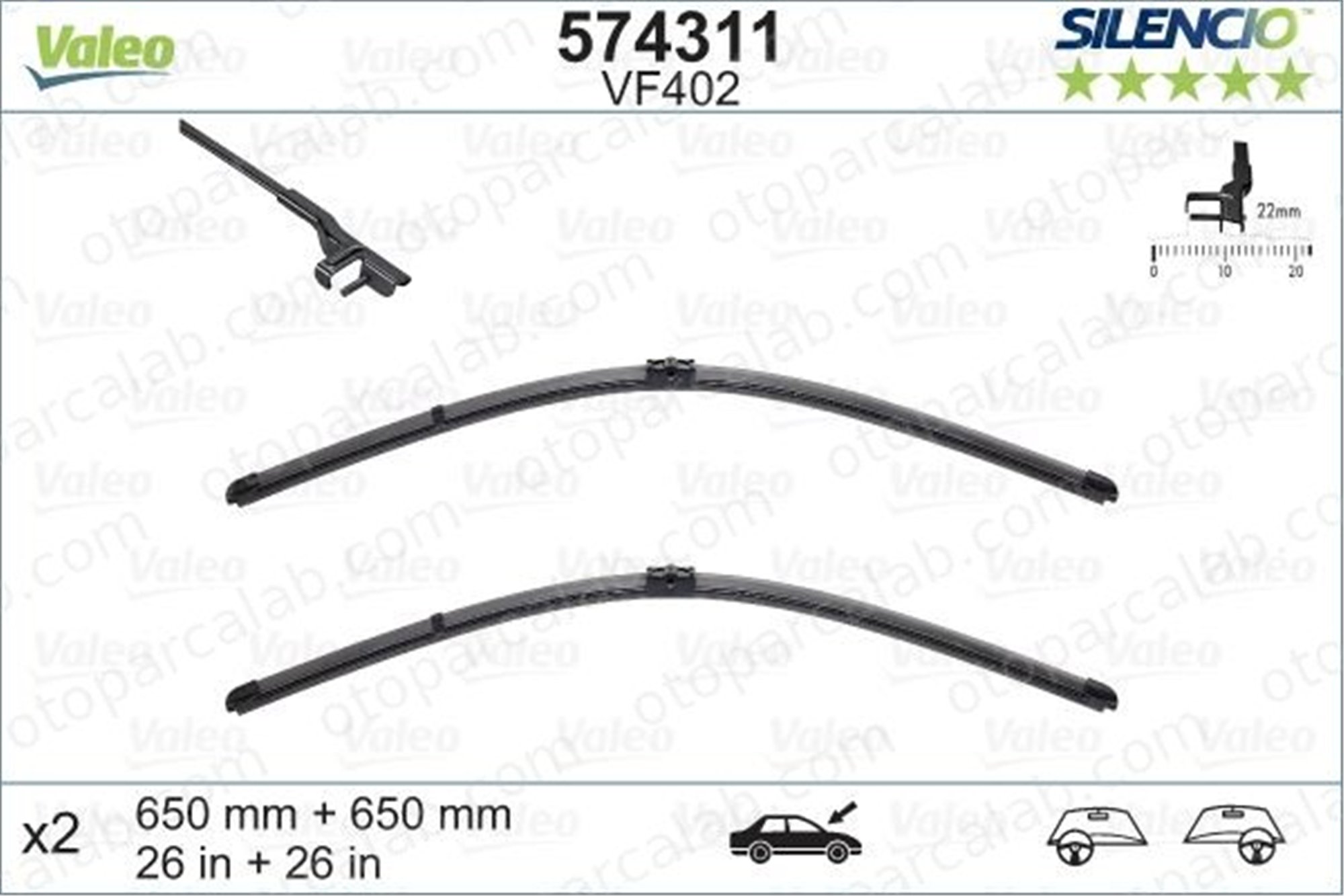 VALEO 574311 Silecek Süpürgesi Ön 650/650 mm - 26/26 inç MERCEDES-BENZ E-SERISI PORSCHE CAYENNE A2118200945 A2118201345