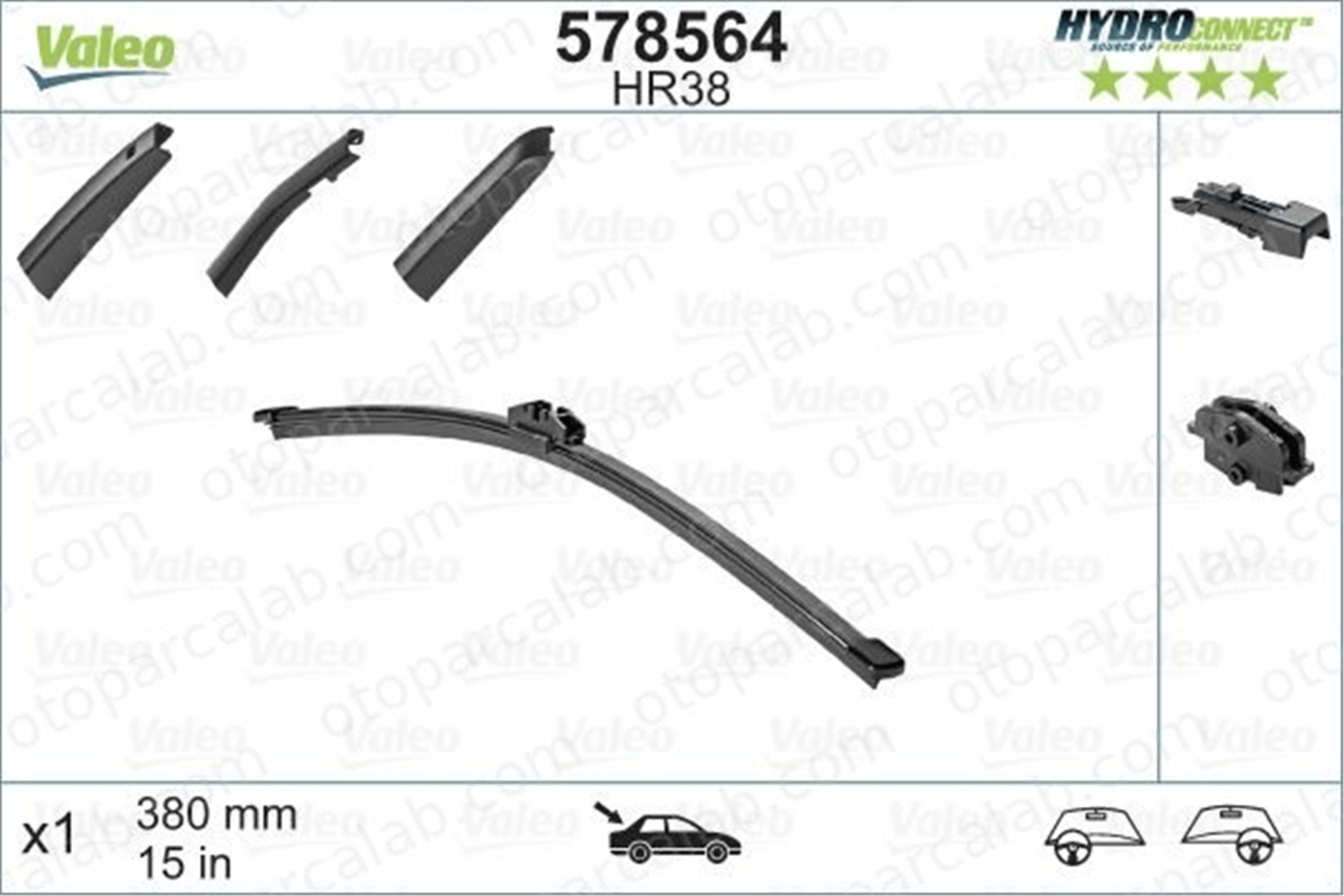 VALEO 578564 Silecek Süpürgesi Arka Muz Tip 380 mm - 15 inç AUDI A4 B9 Avant VW TIGUAN 8X3955425 7P6955427