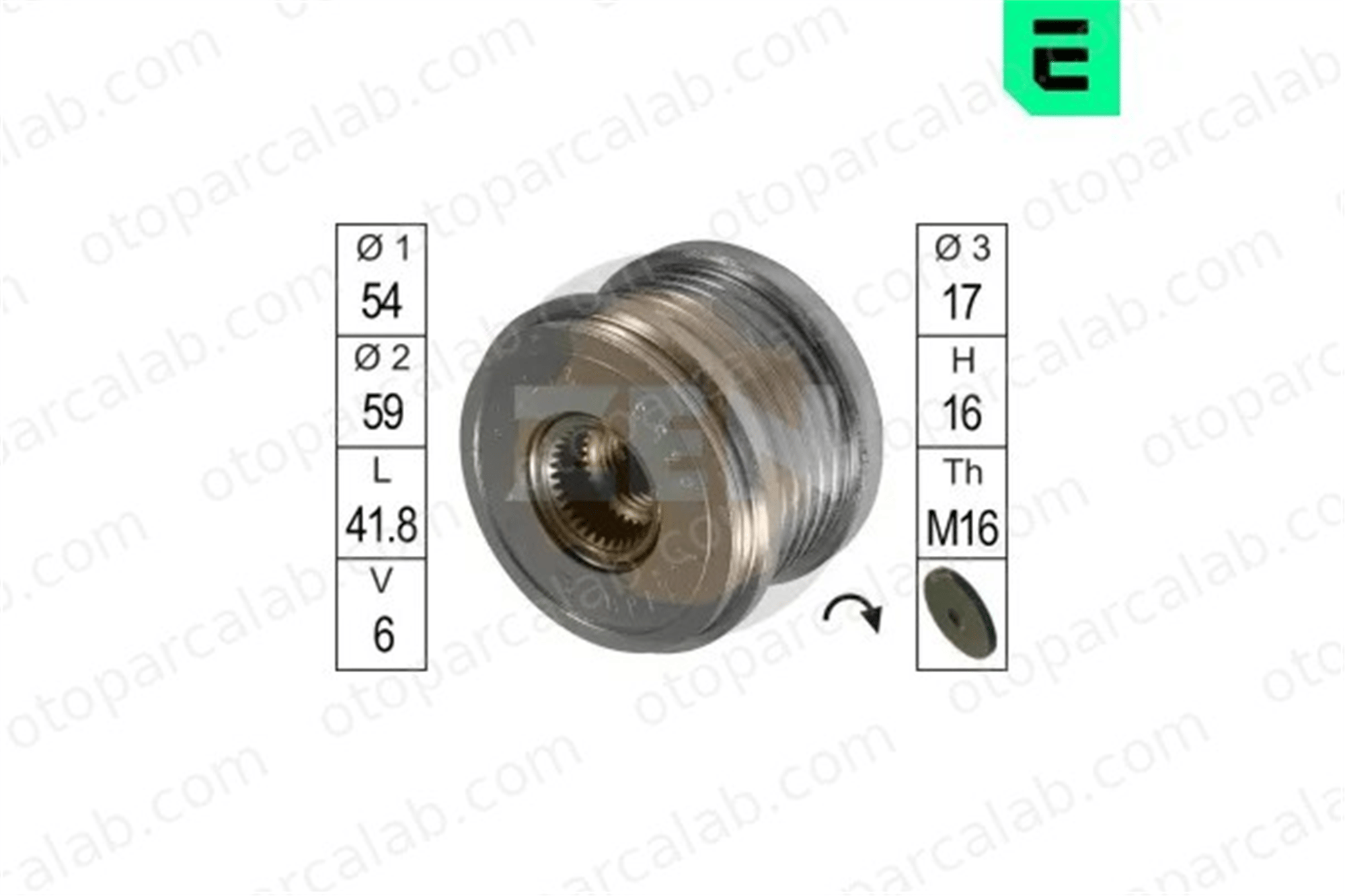 VALEO 595374 Alternatör Kasnağı CITROËN C4 I PEUGEOT 307 1506299 8V2110300AB