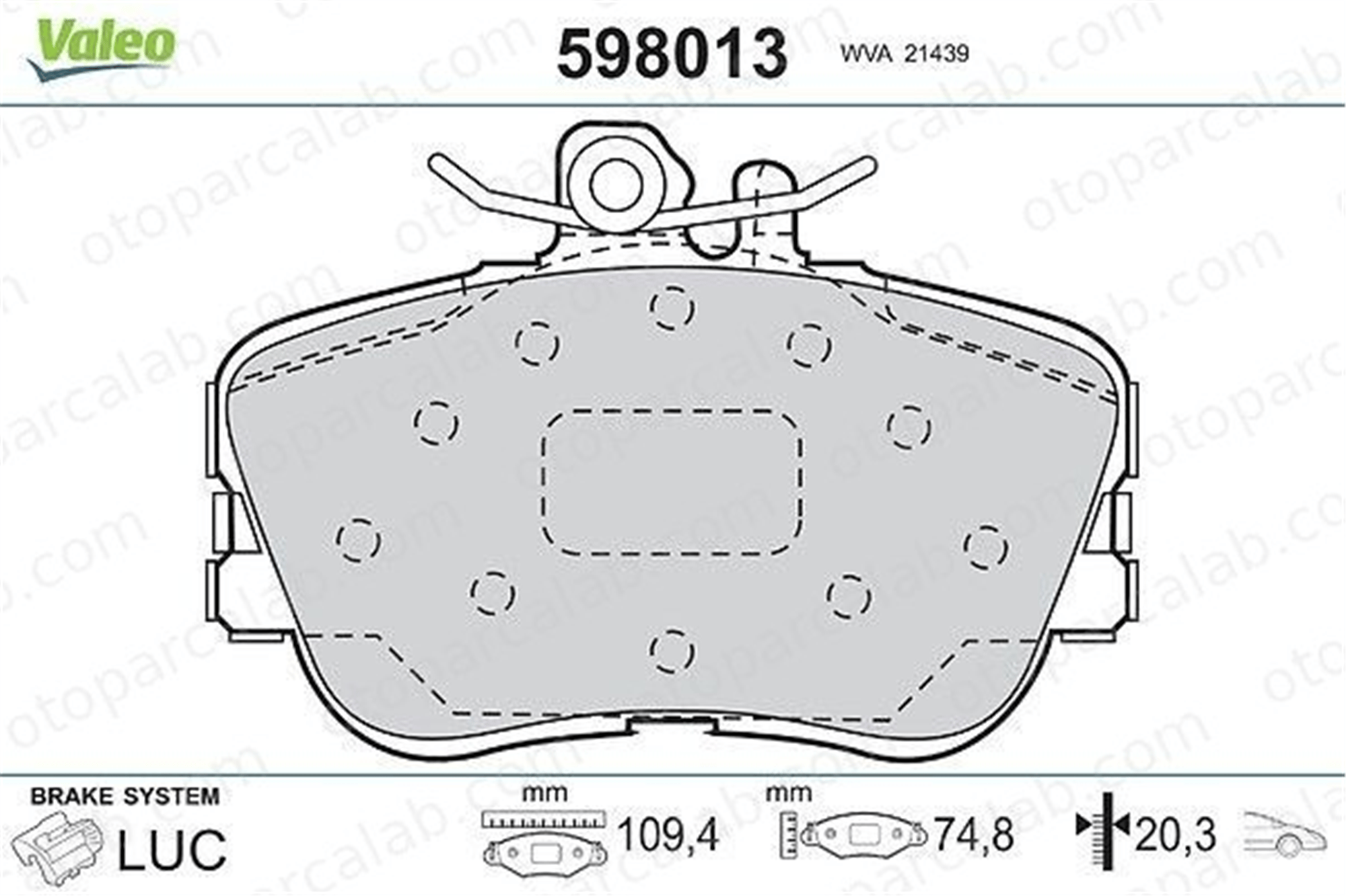VALEO 598013 Fren Disk Balata Ön MERCEDES-BENZ C-SERISI C-SERISI T-Model A0024202120 24202120