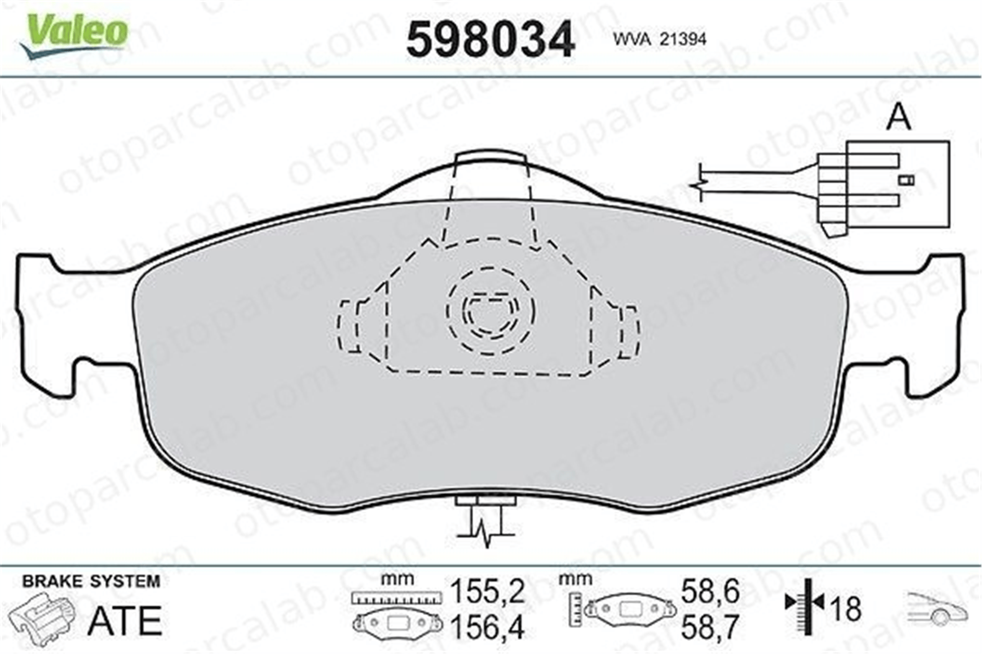 VALEO 598034 Fren Disk Balata Ön FORD MONDEO I MONDEO I Sedan 1632792 6704269