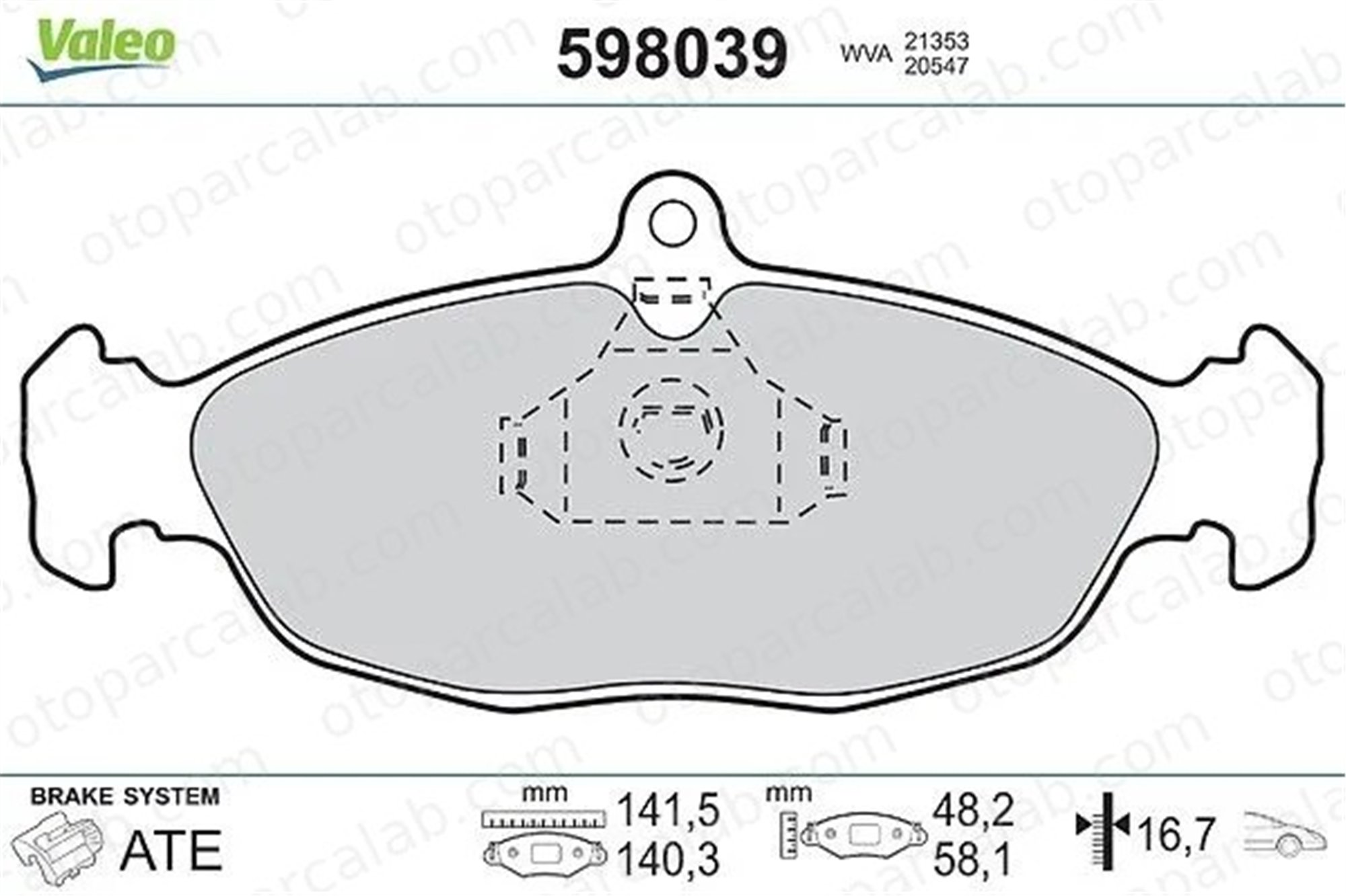 VALEO 598039 Fren Disk Balata Ön OPEL ASTRA F Station wagon VECTRA A 90374748 11046148