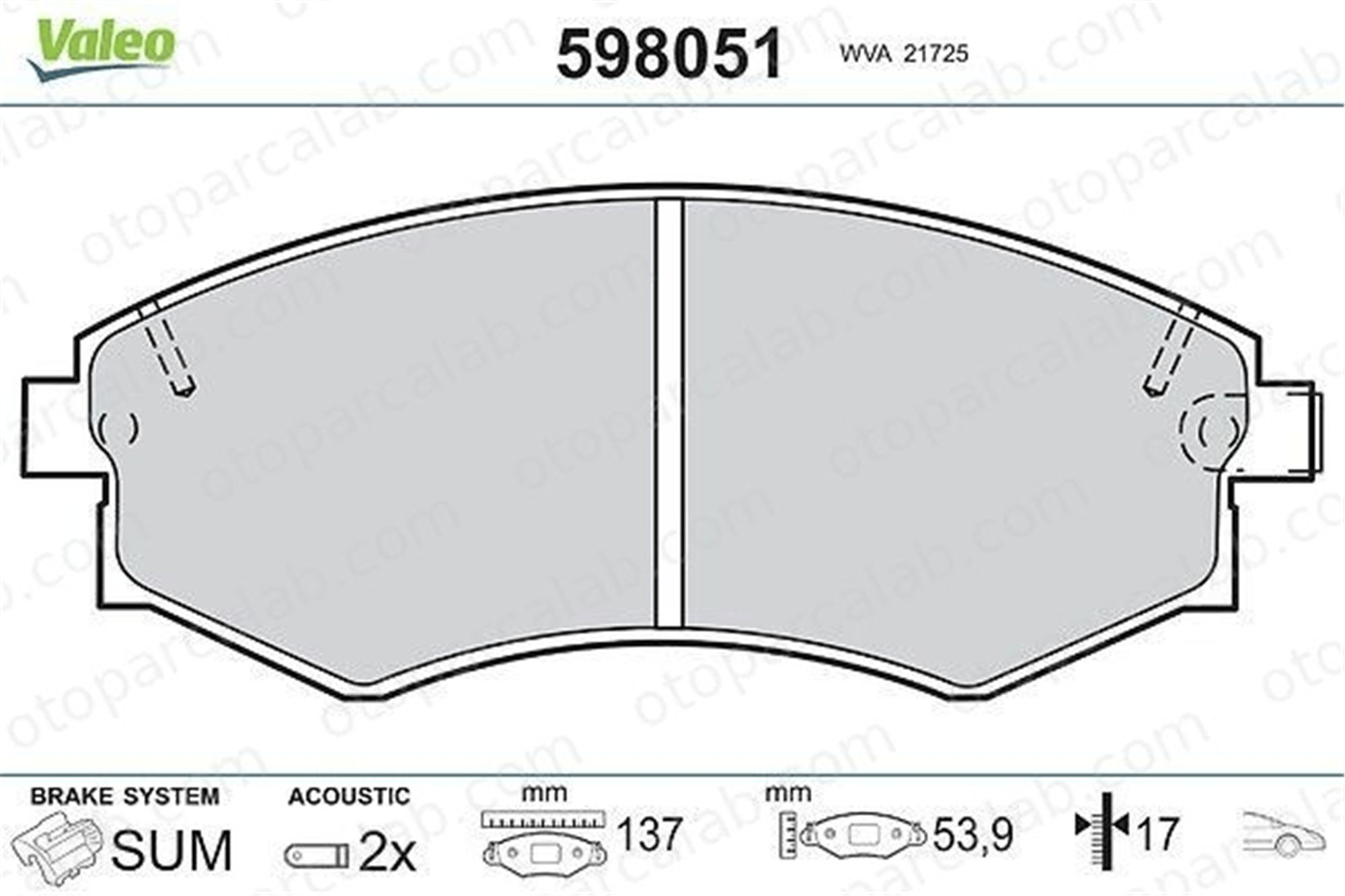 VALEO 598051 Fren Disk Balata Ön SSANGYONG KORANDO HYUNDAI SONATA III 5810128A00 5810128A20