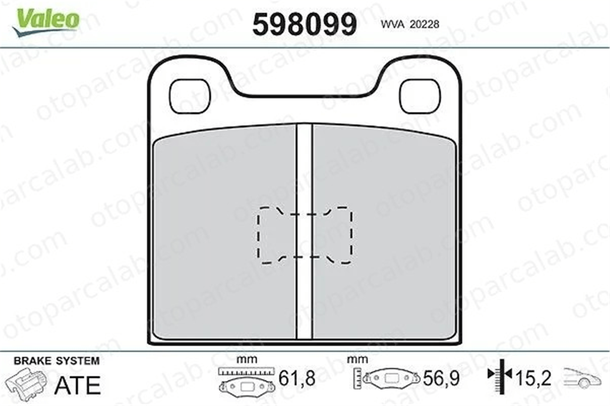 VALEO 598099 Fren Disk Balata Ön VW SCIROCCO POLO II 171698151E 171698151H