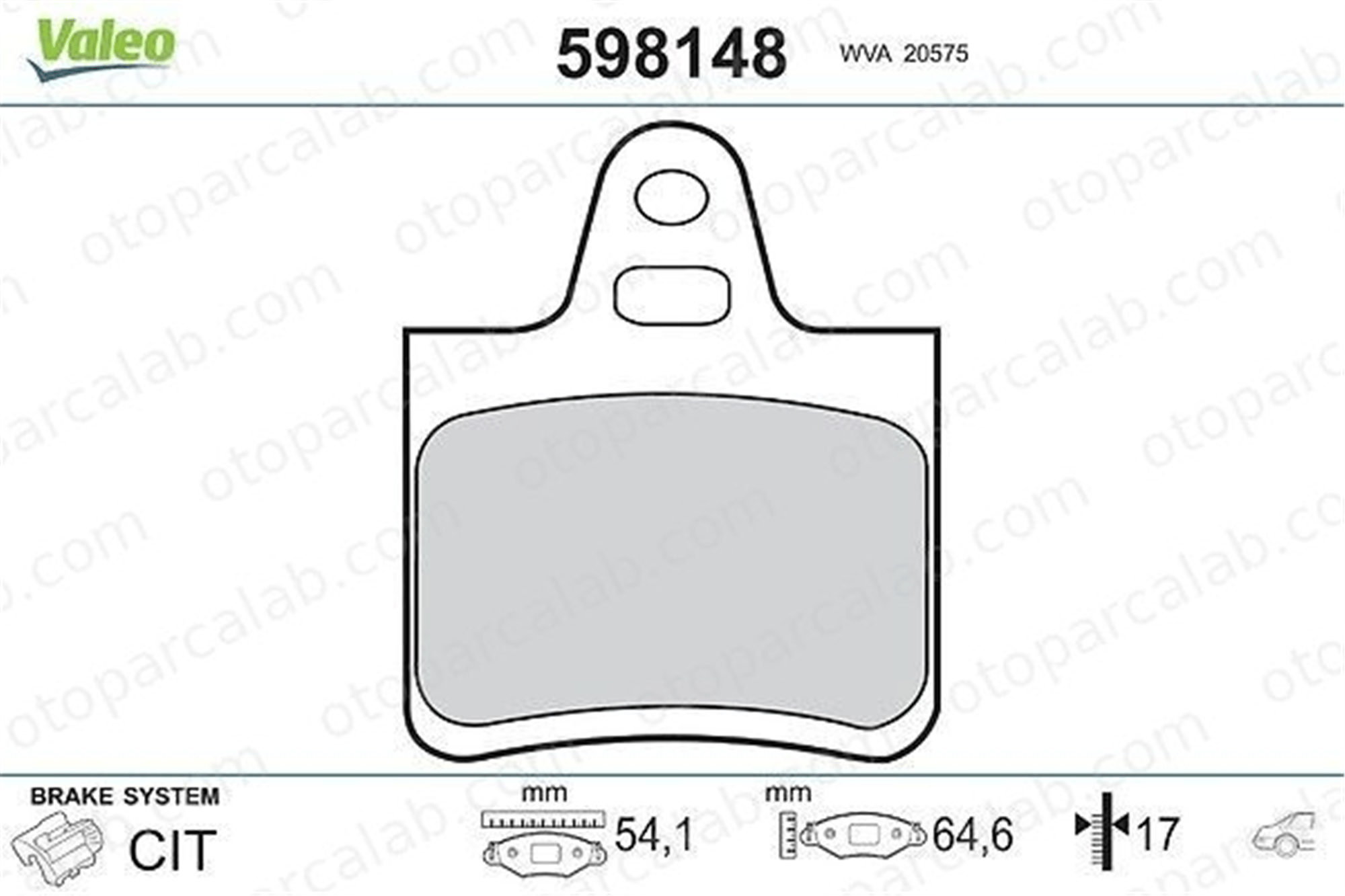 VALEO 598148 Fren Disk Balata Arka CITROËN BX BX Break 95666973 95667788