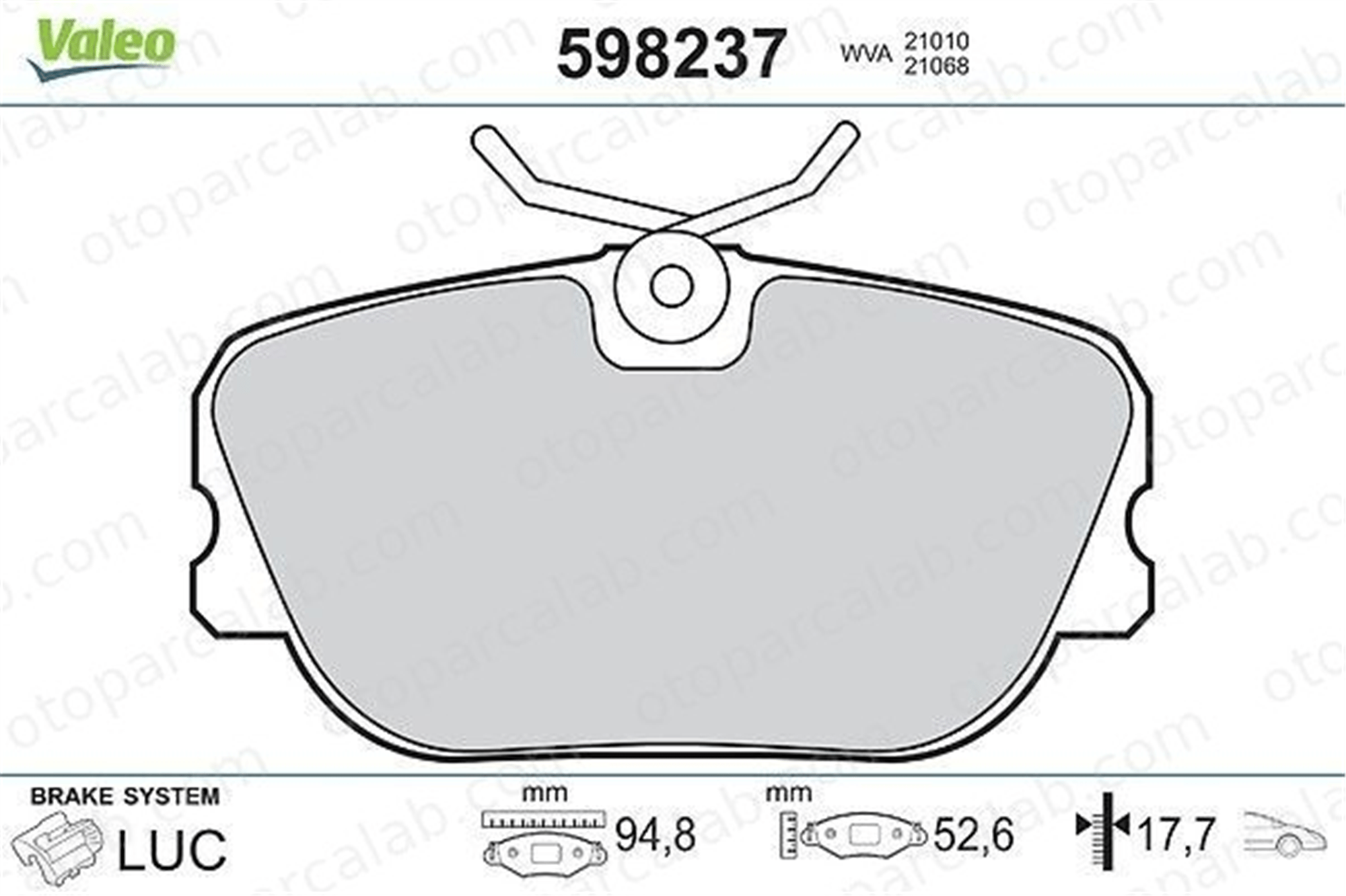 VALEO 598237 Fren Disk Balata Ön SAAB 900 I 900 I Combi Coupe 34111154377 34111154442