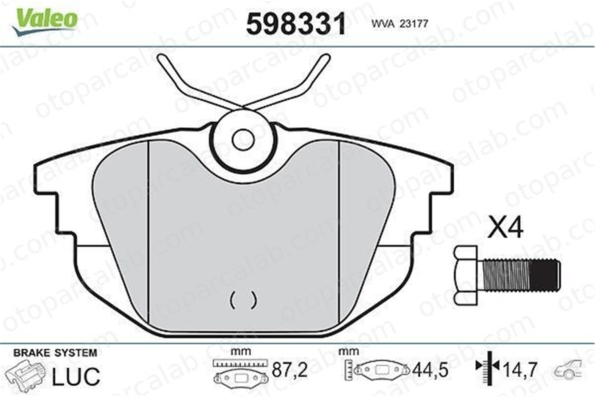 VALEO 598331 Fren Disk Balata Arka ALFA ROMEO 145 146 9950479 0009950479