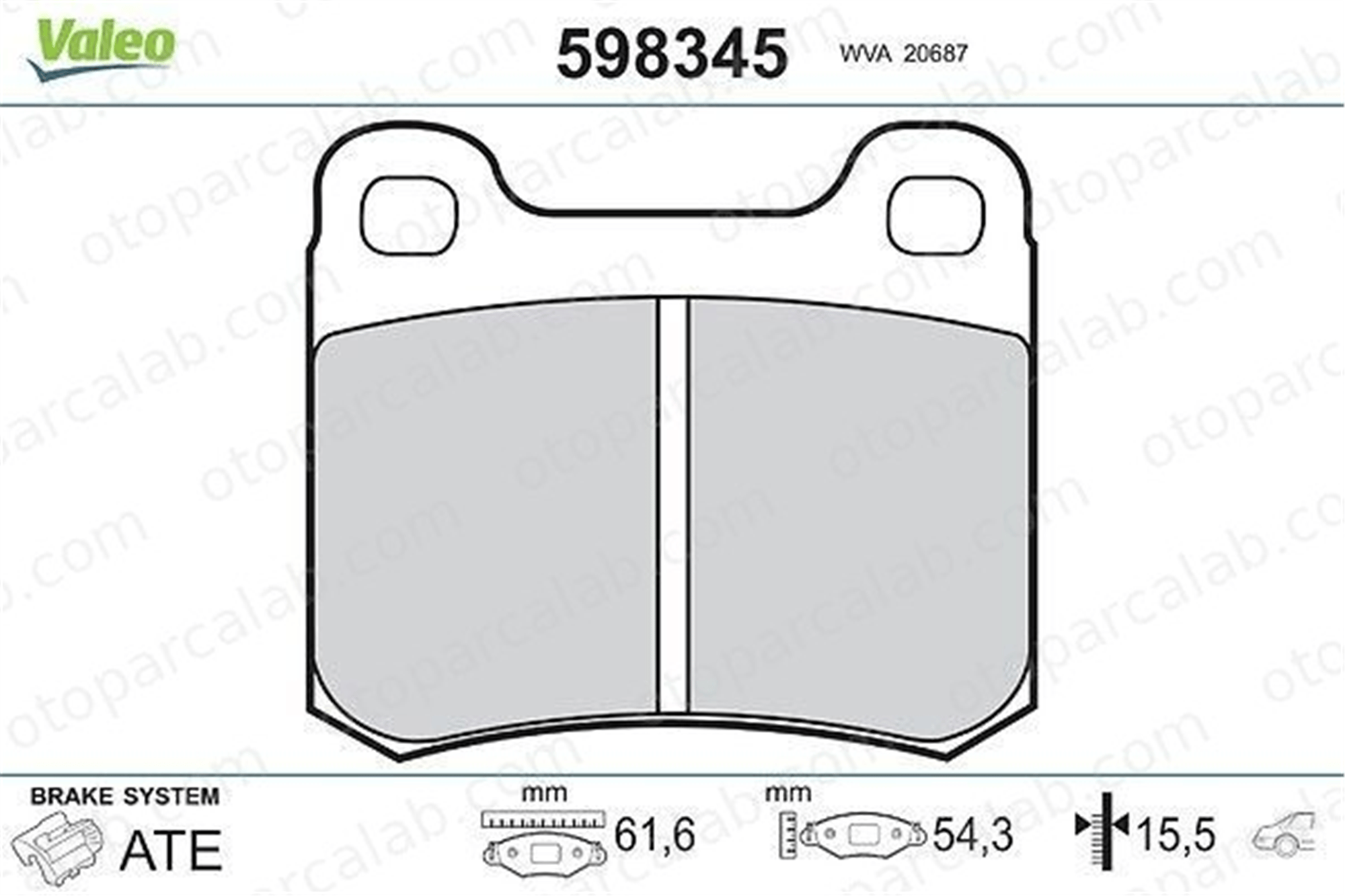 VALEO 598345 Fren Disk Balata Arka MERCEDES-BENZ 124 Sedan C-SERISI A0004209820 4209820