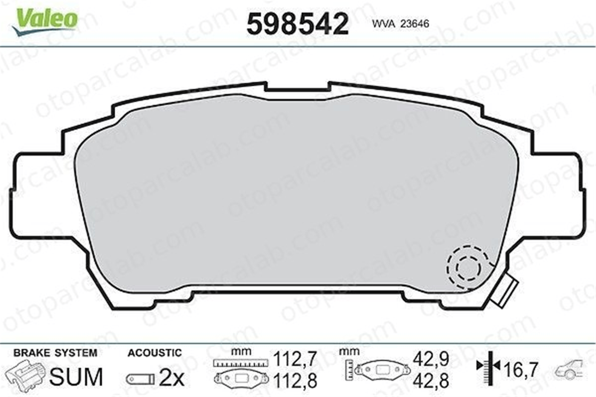 VALEO 598542 Fren Disk Balata Arka TOYOTA AVENSIS VERSO PREVIA II 446628030 04466-28030