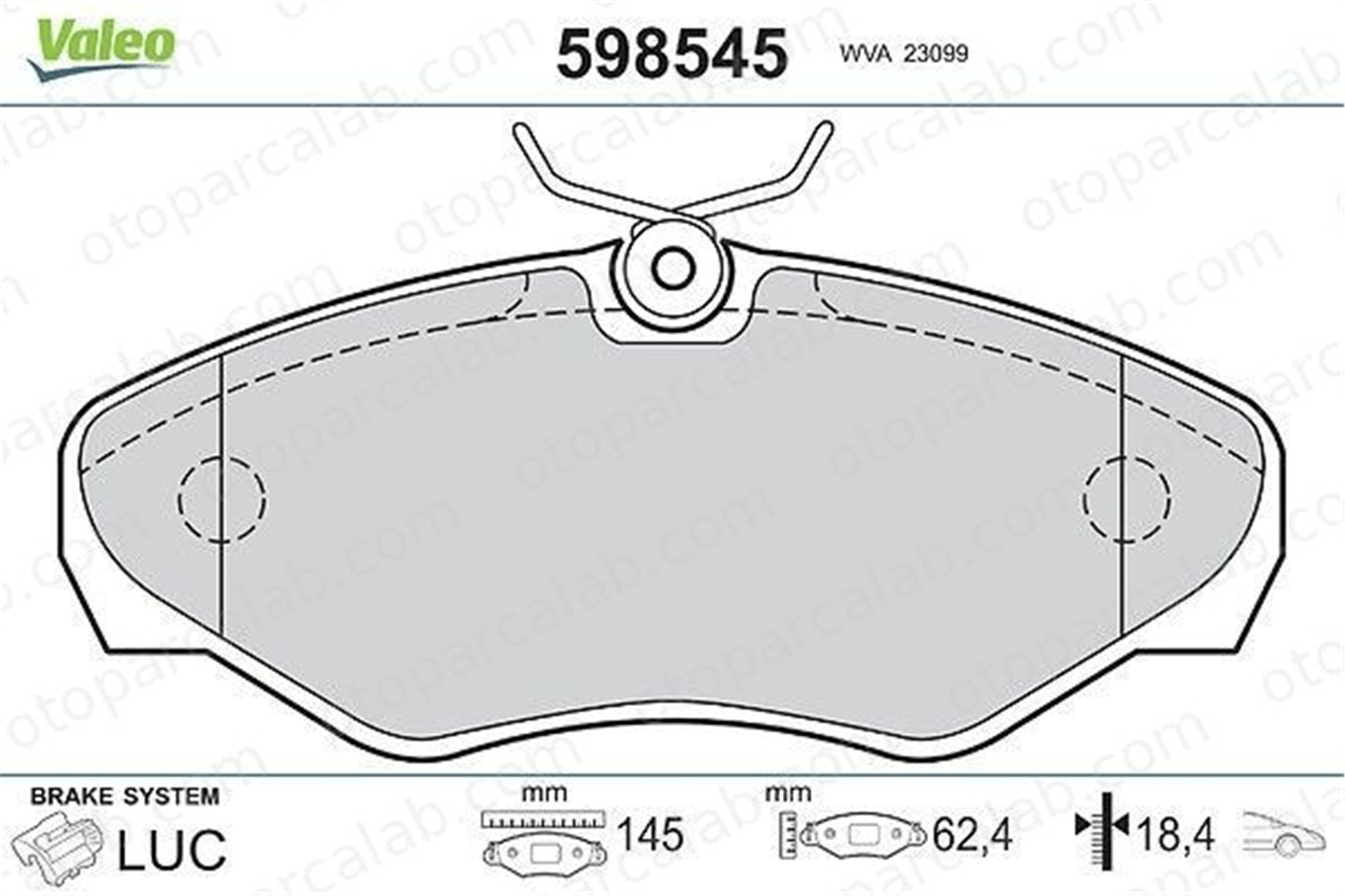 VALEO 598545 Fren Disk Balata Ön RENAULT TRAFIC II Panelvan/Van OPEL VIVARO A Minibüs/Otobüs 4414519 4106000Q1F