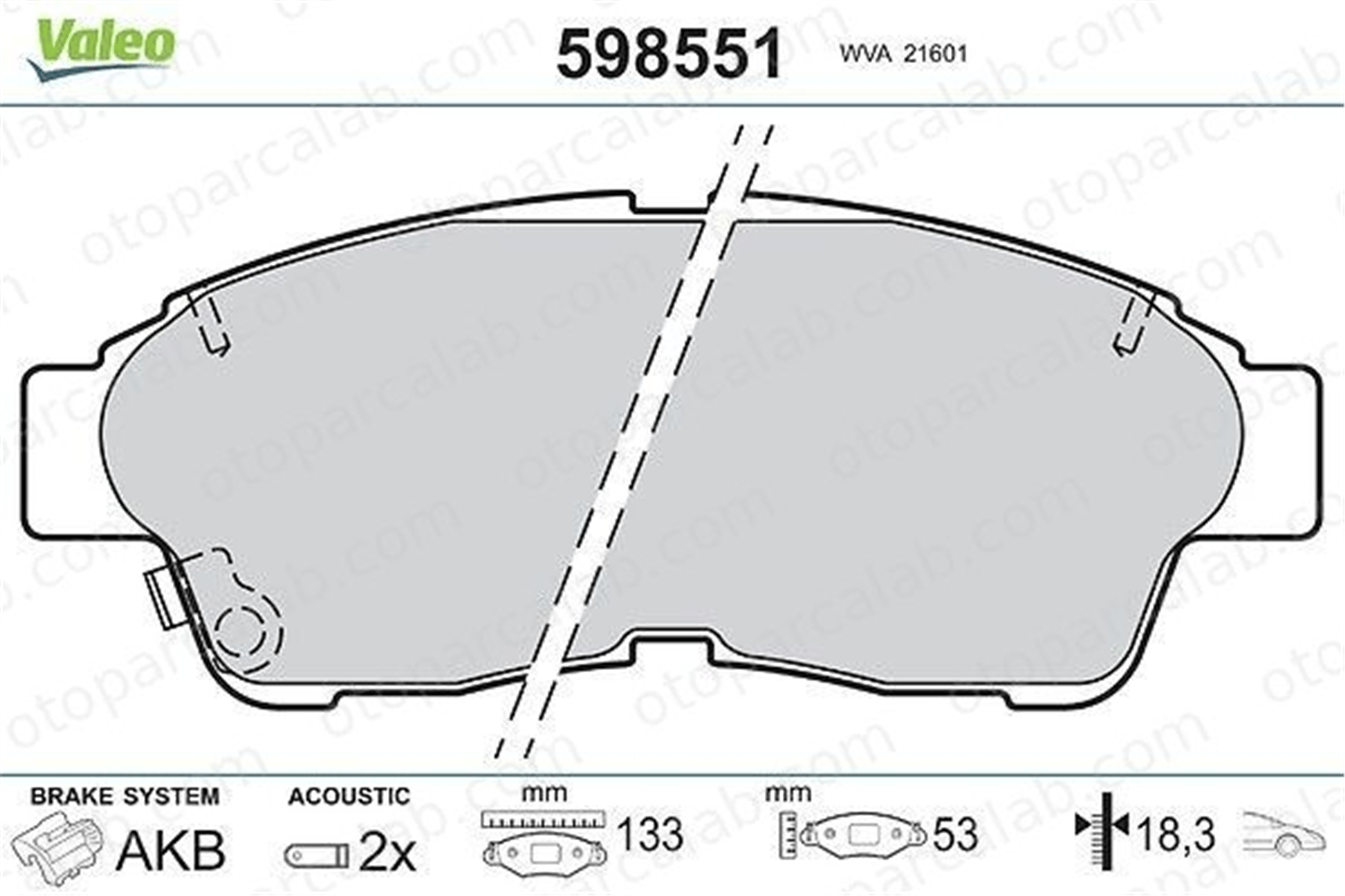 VALEO 598551 Fren Disk Balata Ön TOYOTA COROLLA COROLLA Compact 446533040 446502020